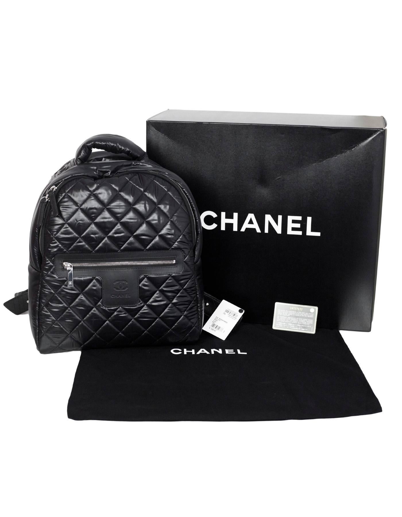 Chanel NEW 2017 Black Quilted Nylon Coco Cocoon Backpack Bag 2