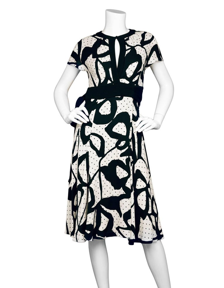 8/18 Diane von Furstenberg Black and White Silk Wrap Dress Sz 10 For ...