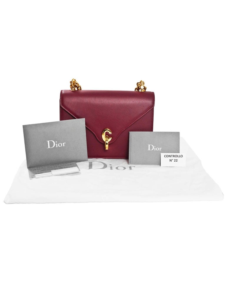 Christian Dior 2017 Burgundy Leather C'est Dior Mini Flap Bag with DB