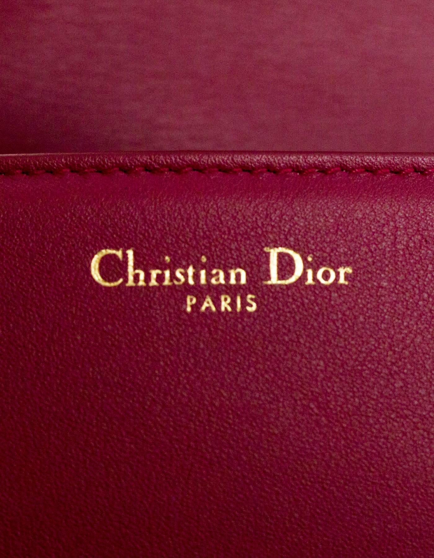 Christian Dior 2017 Burgundy Leather C'est Dior Mini Flap Bag with DB In Excellent Condition In New York, NY