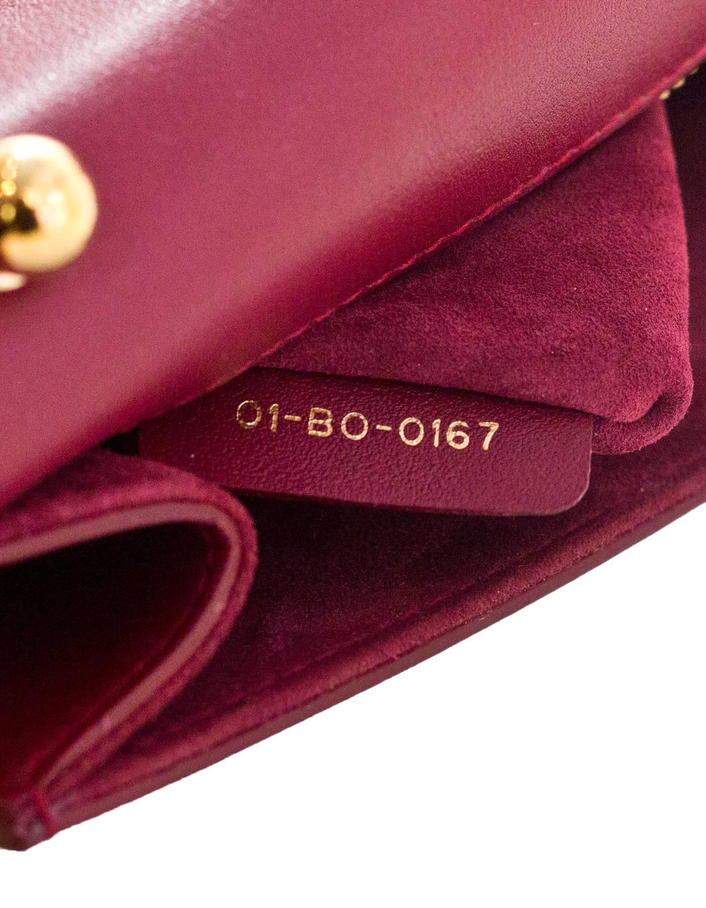 Women's Christian Dior 2017 Burgundy Leather C'est Dior Mini Flap Bag with DB
