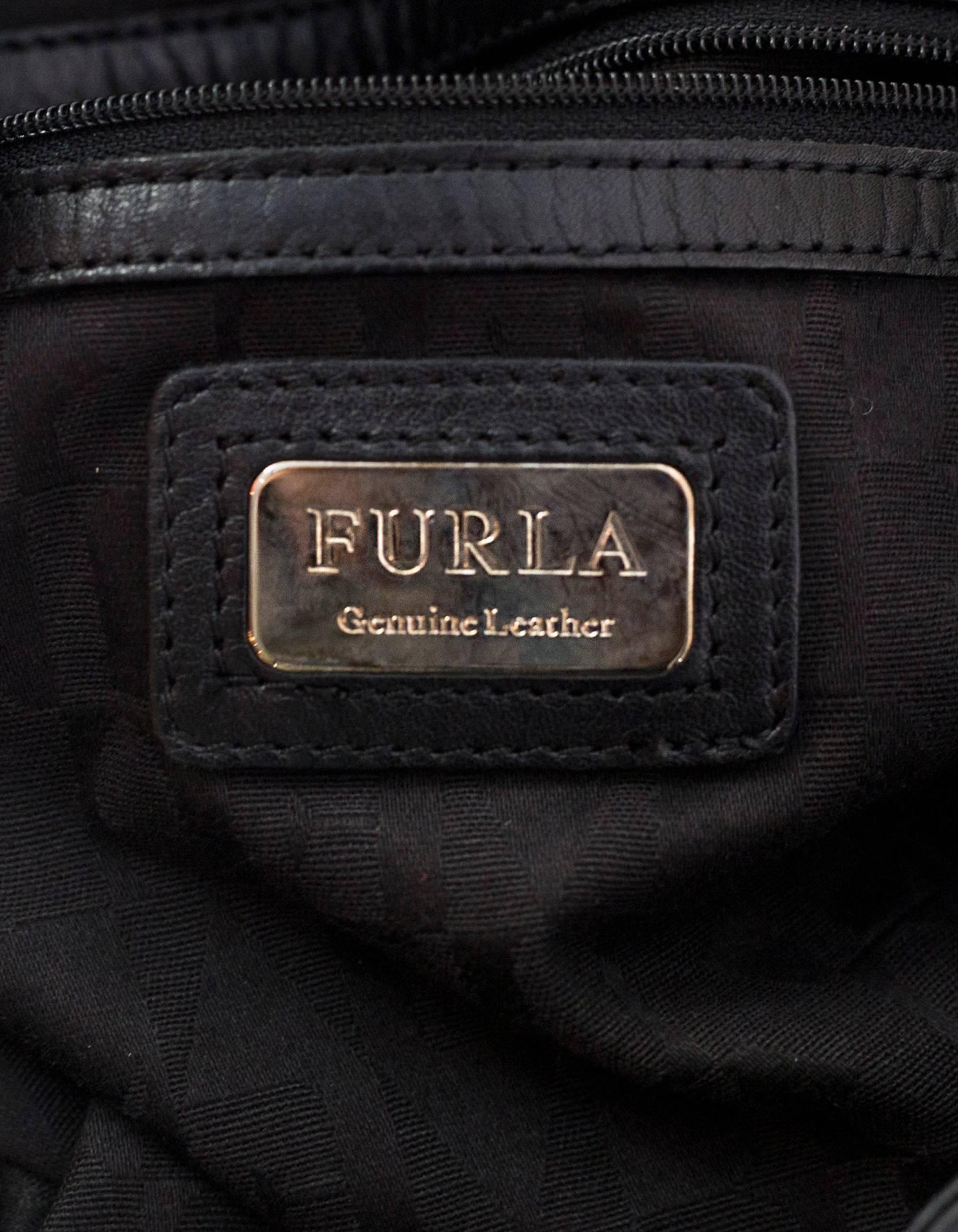 Women's Furla Black Leather Carmen Zip Tote Bag