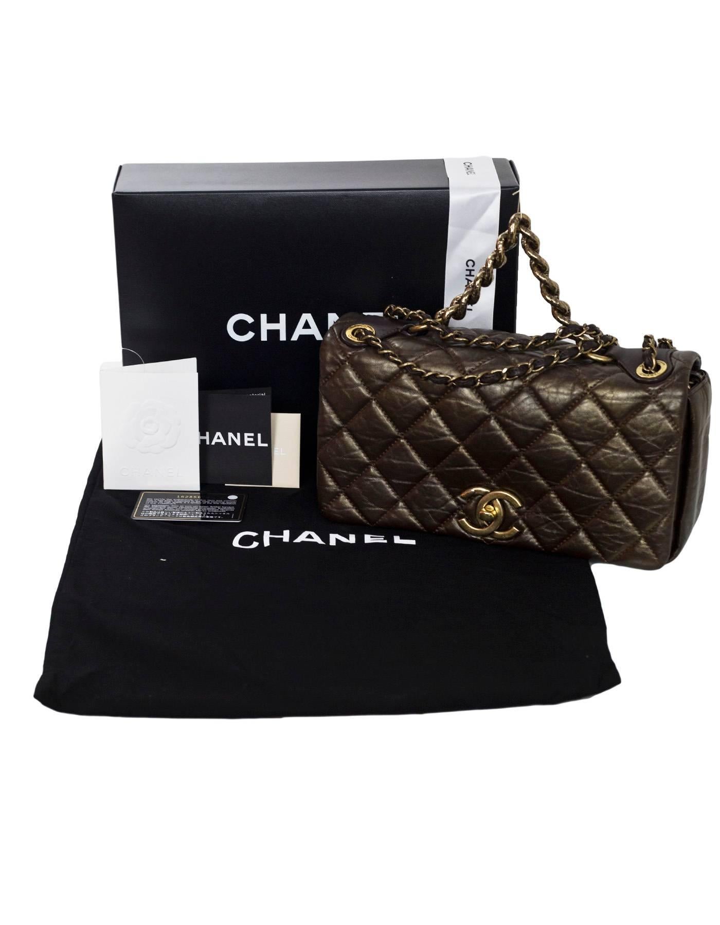Chanel Metallic Brown Aged Calfskin Small Pondicherry Flap Bag 2