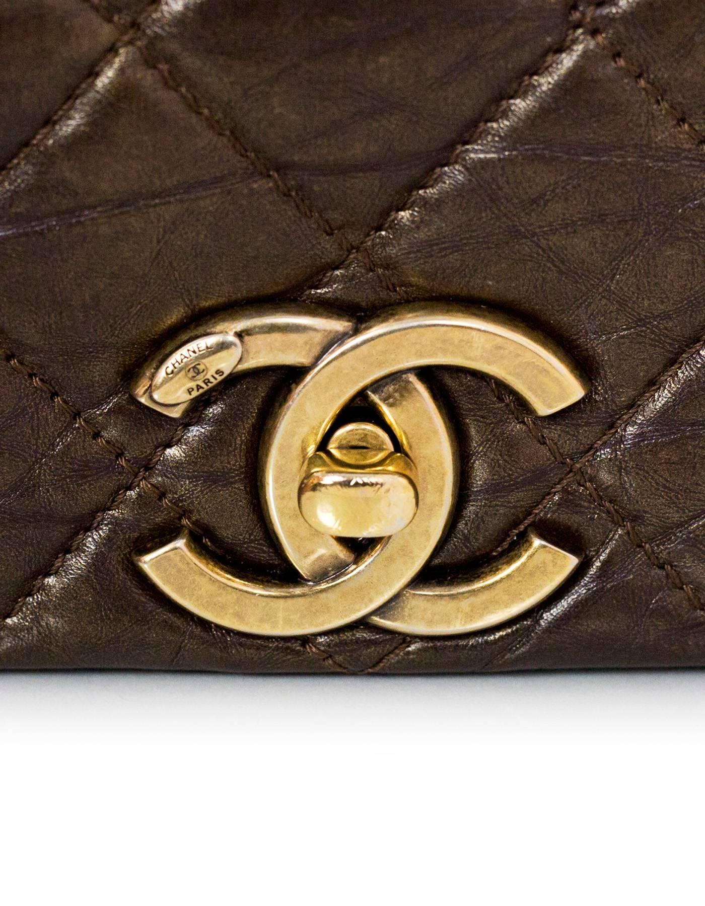 Women's Chanel Metallic Brown Aged Calfskin Small Pondicherry Flap Bag