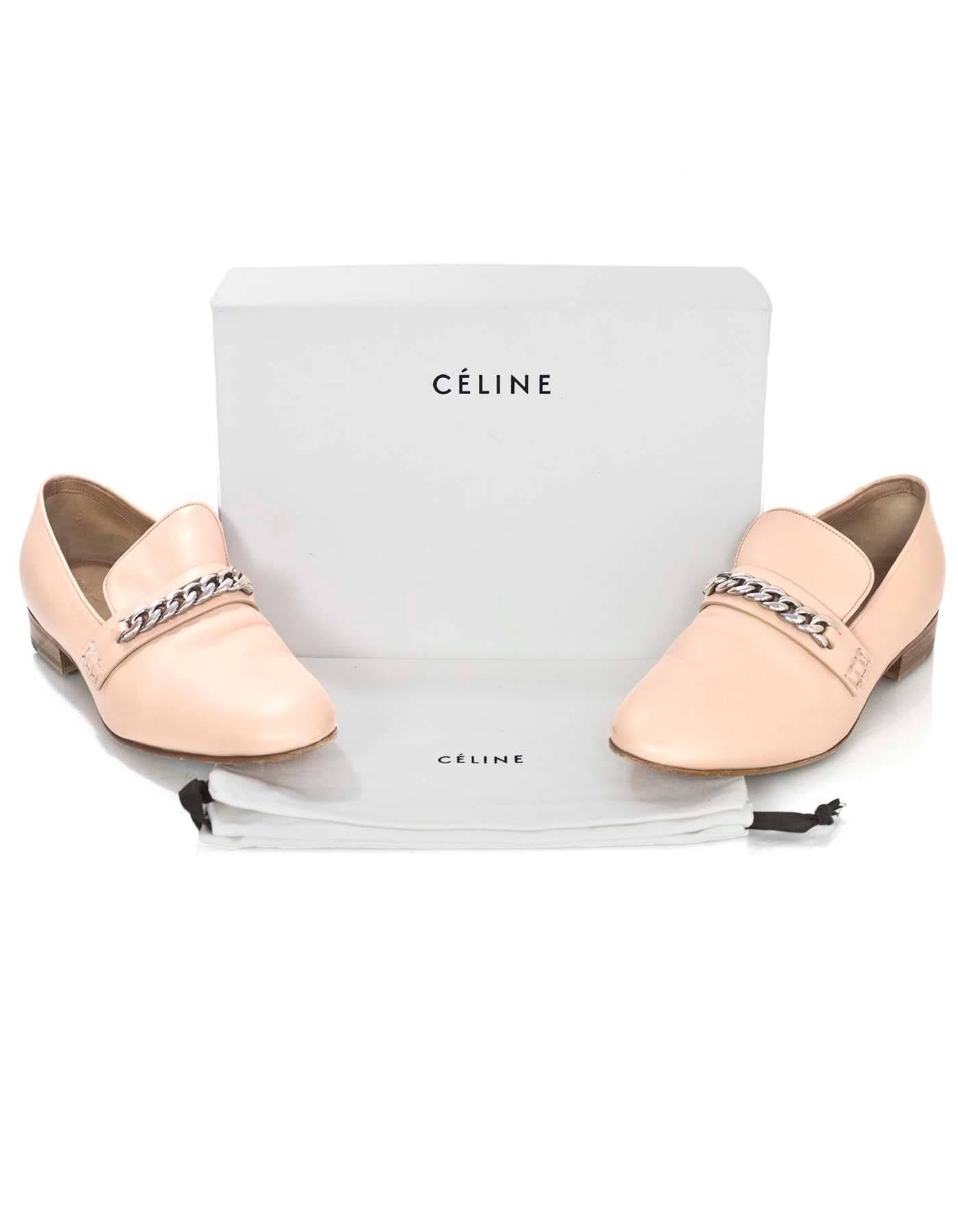 Celine Phoebe Philo Collection Nude Loafers Sz 39.5 with Box In Excellent Condition In New York, NY