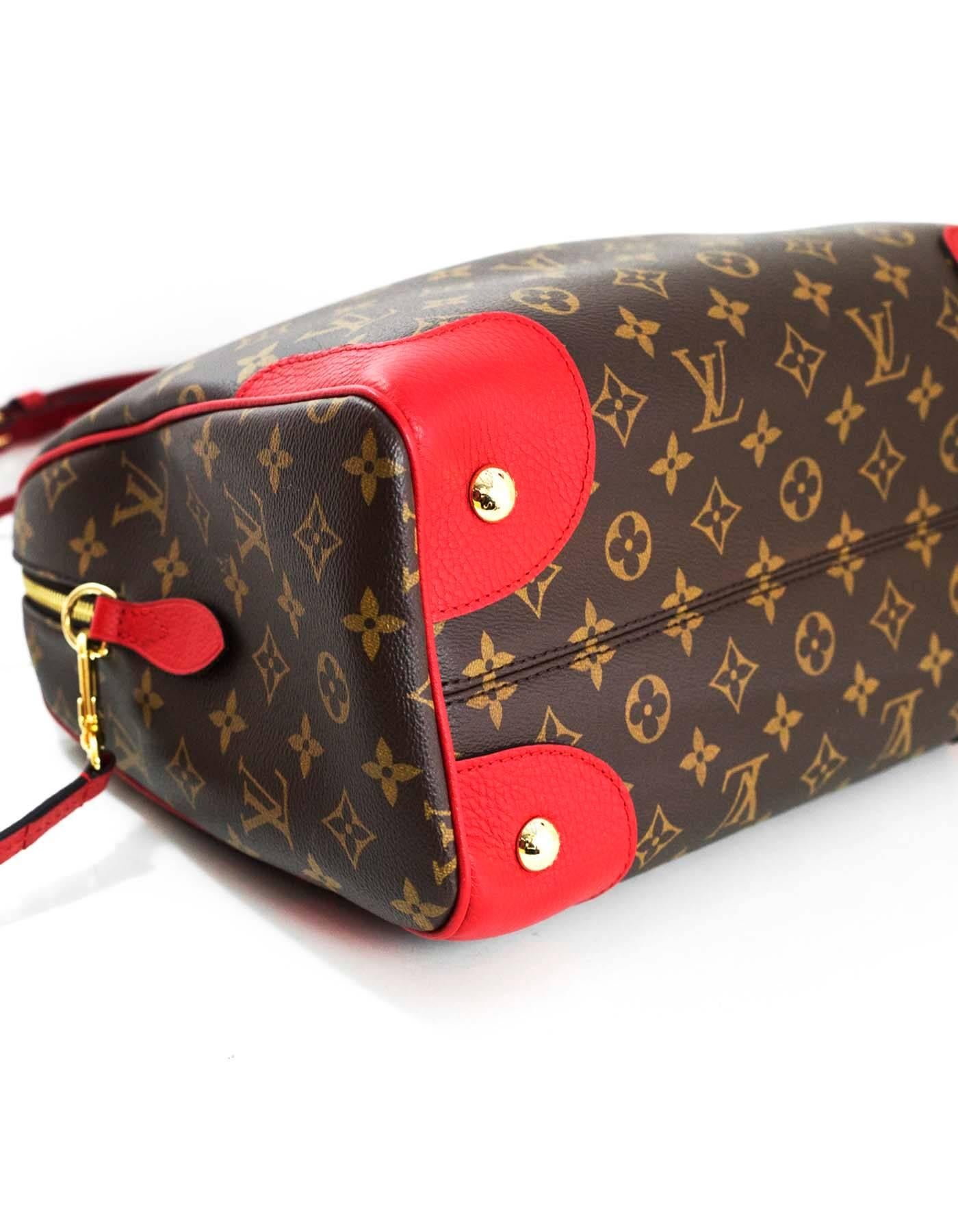 Louis Vuitton Monogram and Cerise Red Leather Retiro Bag w/ Strap For Sale  at 1stDibs
