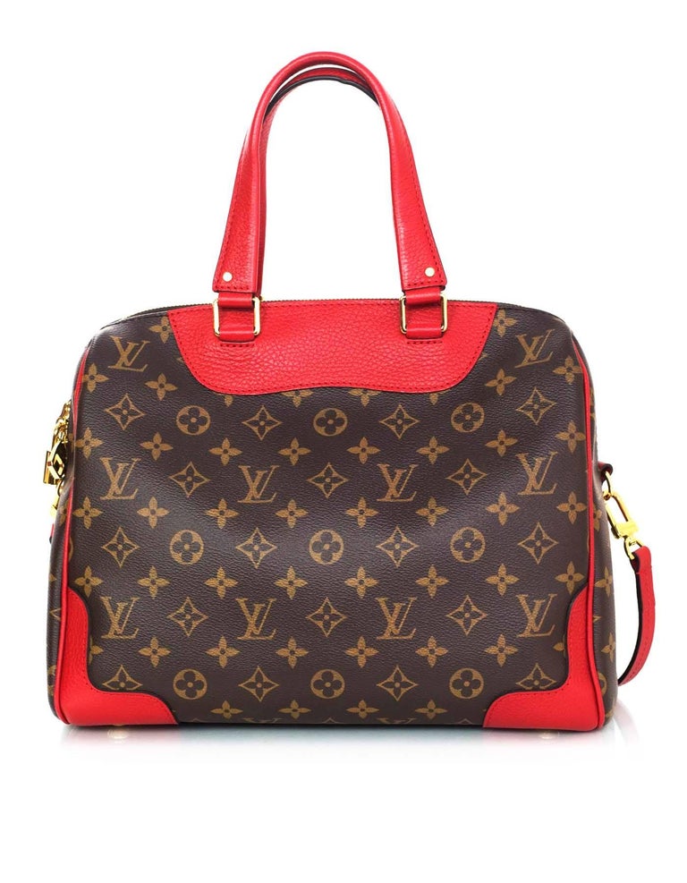Louis Vuitton Monogram and Cerise Red Leather Retiro Bag w/ Strap For Sale  at 1stDibs