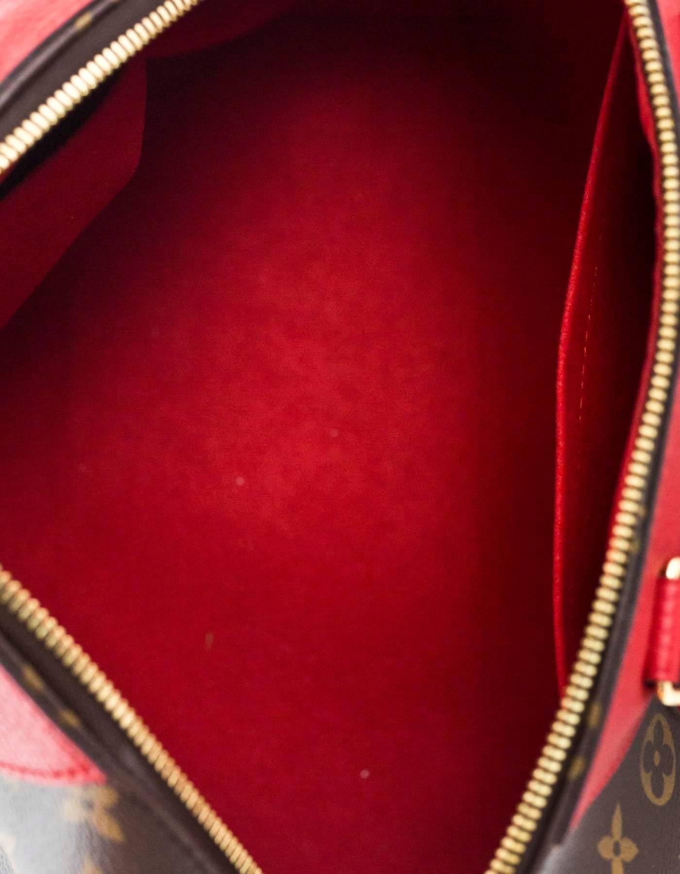 Women's Louis Vuitton Monogram & Cerise Red Leather Retiro Bag w/ Strap