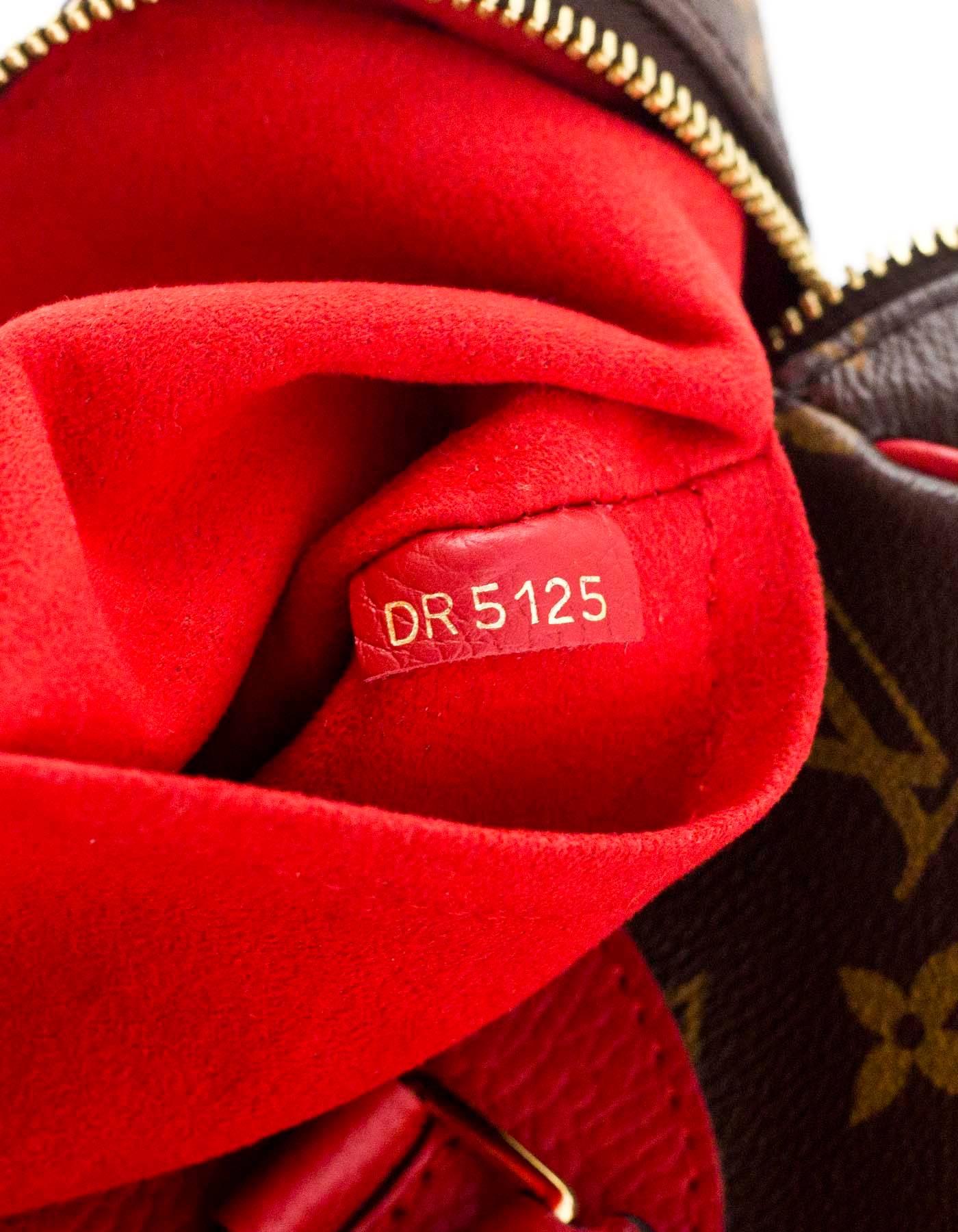 Louis Vuitton Monogram & Cerise Red Leather Retiro Bag w/ Strap 2