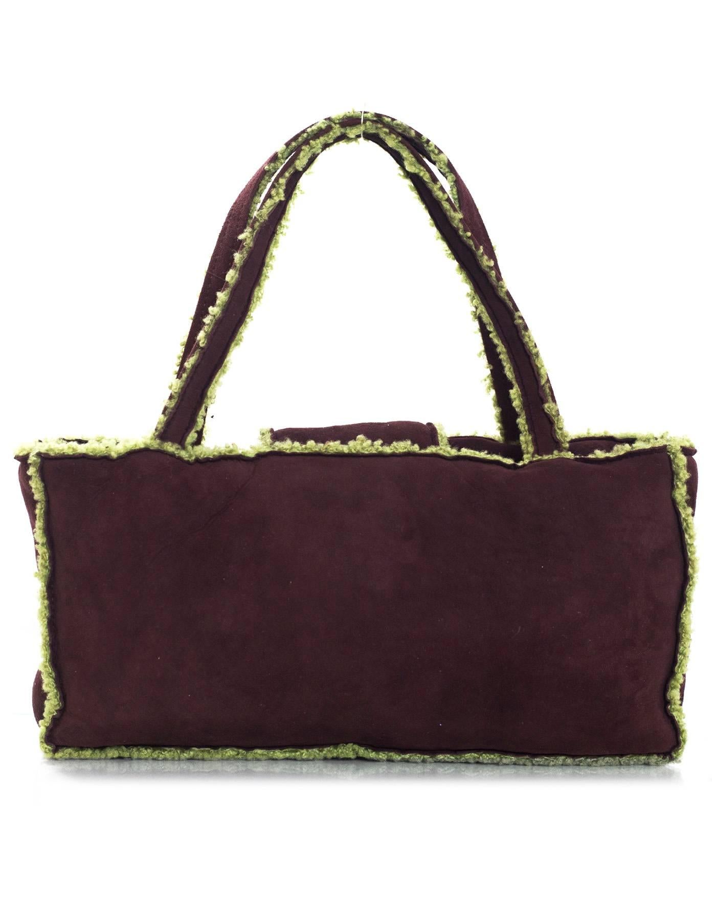 green shearling bag