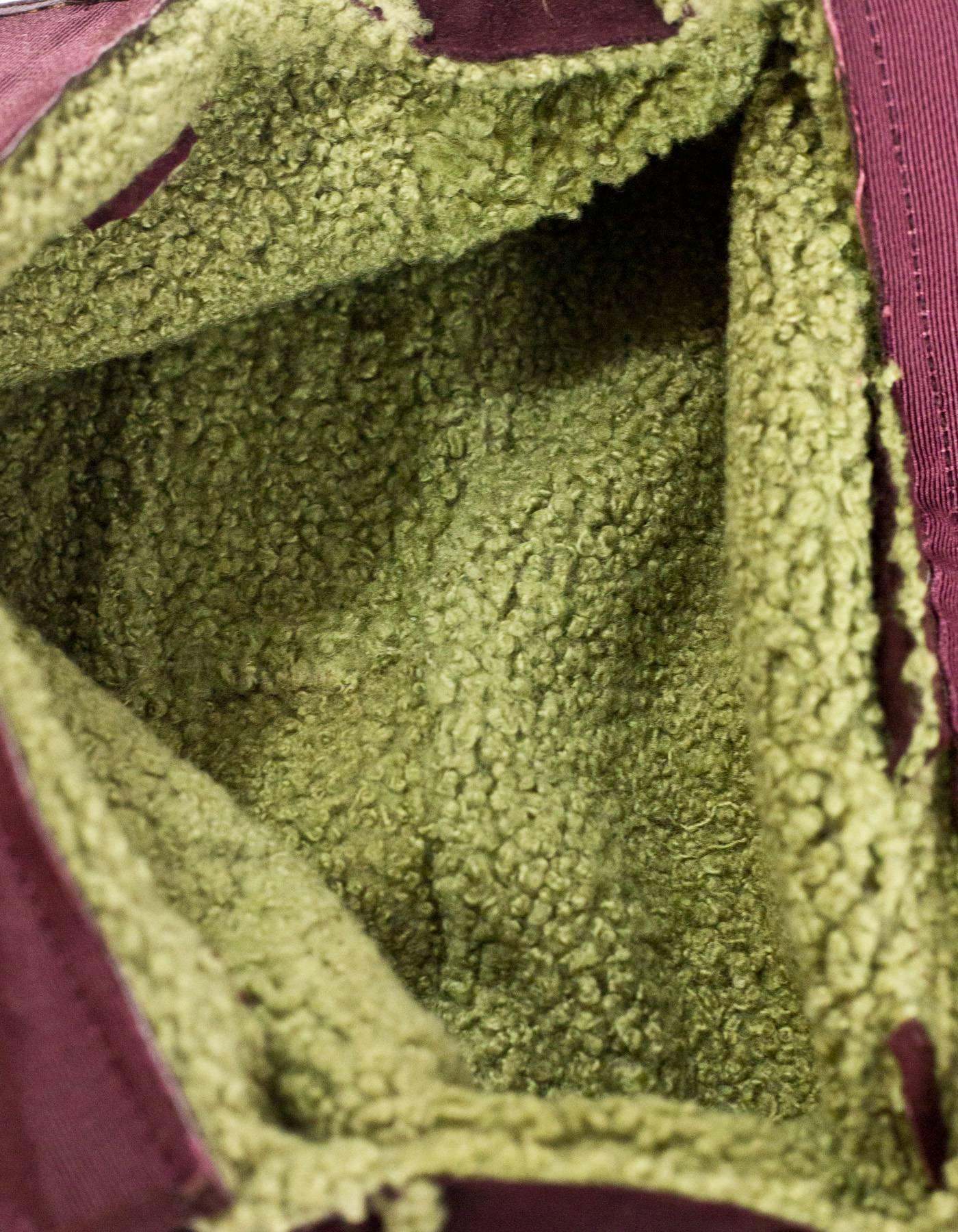 Women's Chanel '90s Brown & Green Shearling Tote Bag