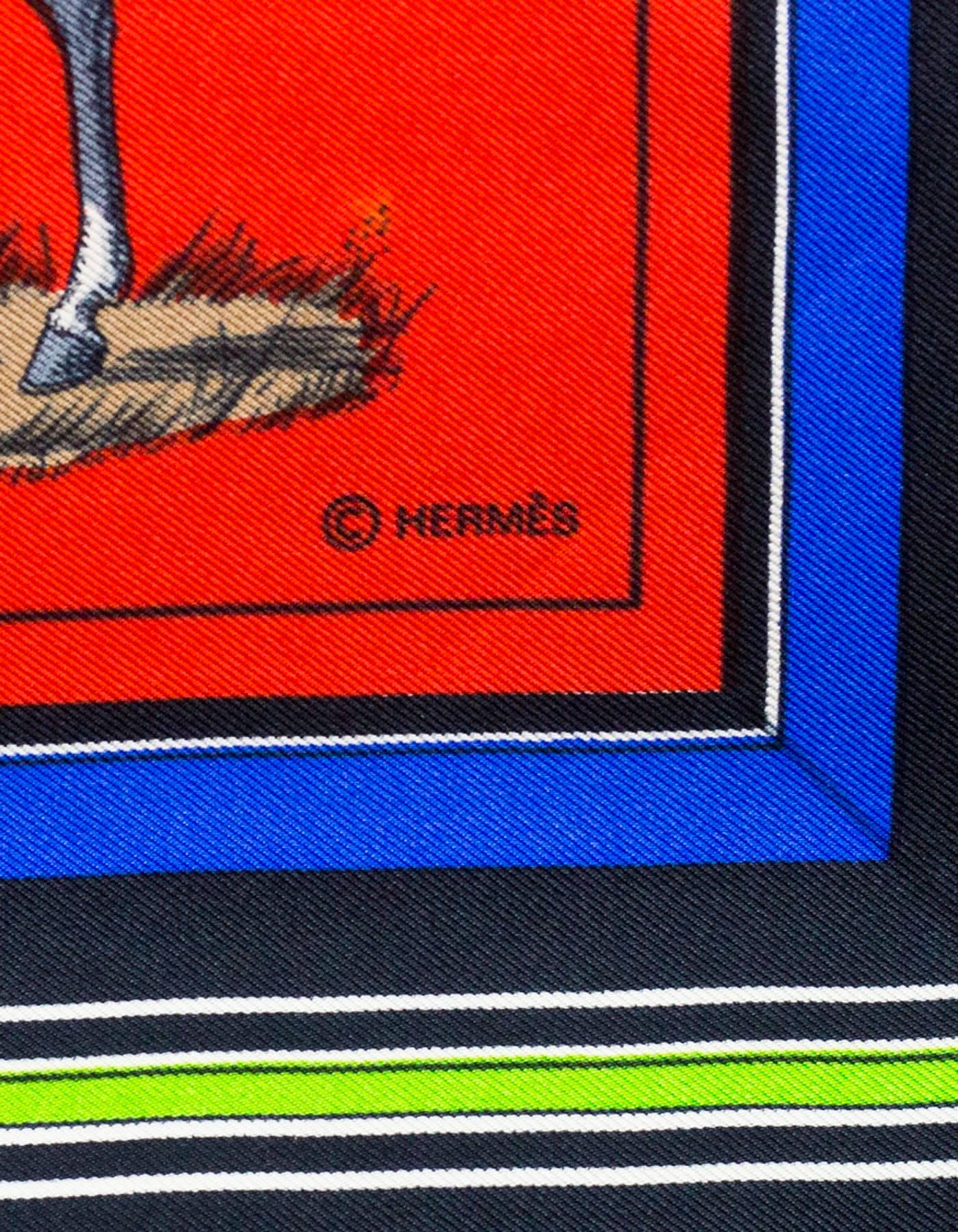 Red Hermes Covertures et Tenues de Jour Silk 90cm Scarf