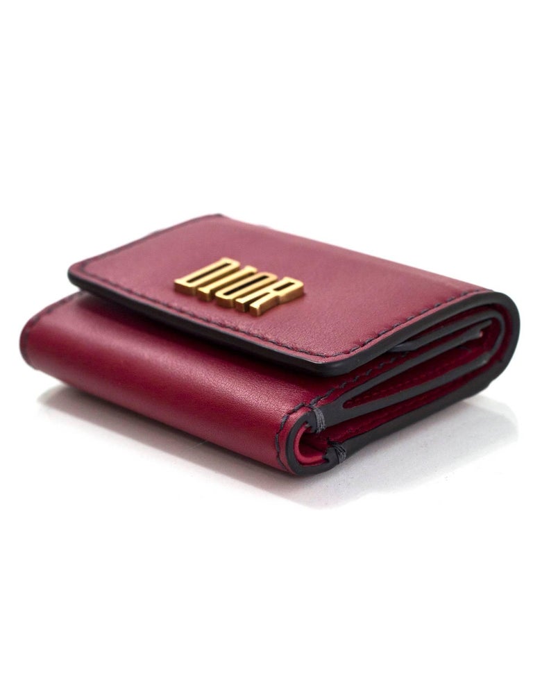 Christian Dior 2017 Scarlet Red Dfence Compact Wallet with DB For Sale