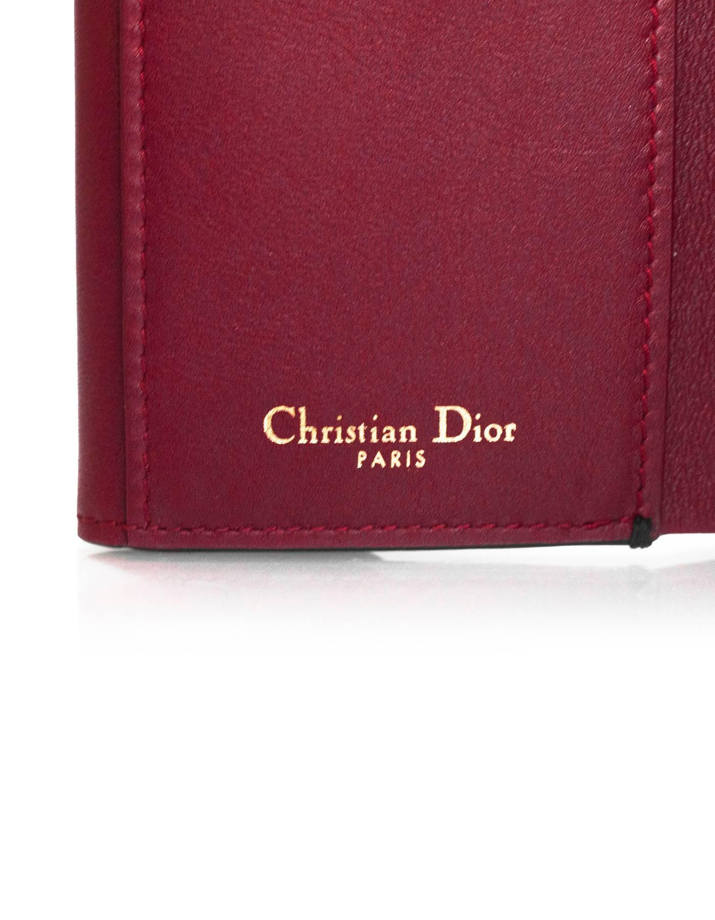 Women's Christian Dior 2017 Scarlet Red Dfence Compact Wallet with DB