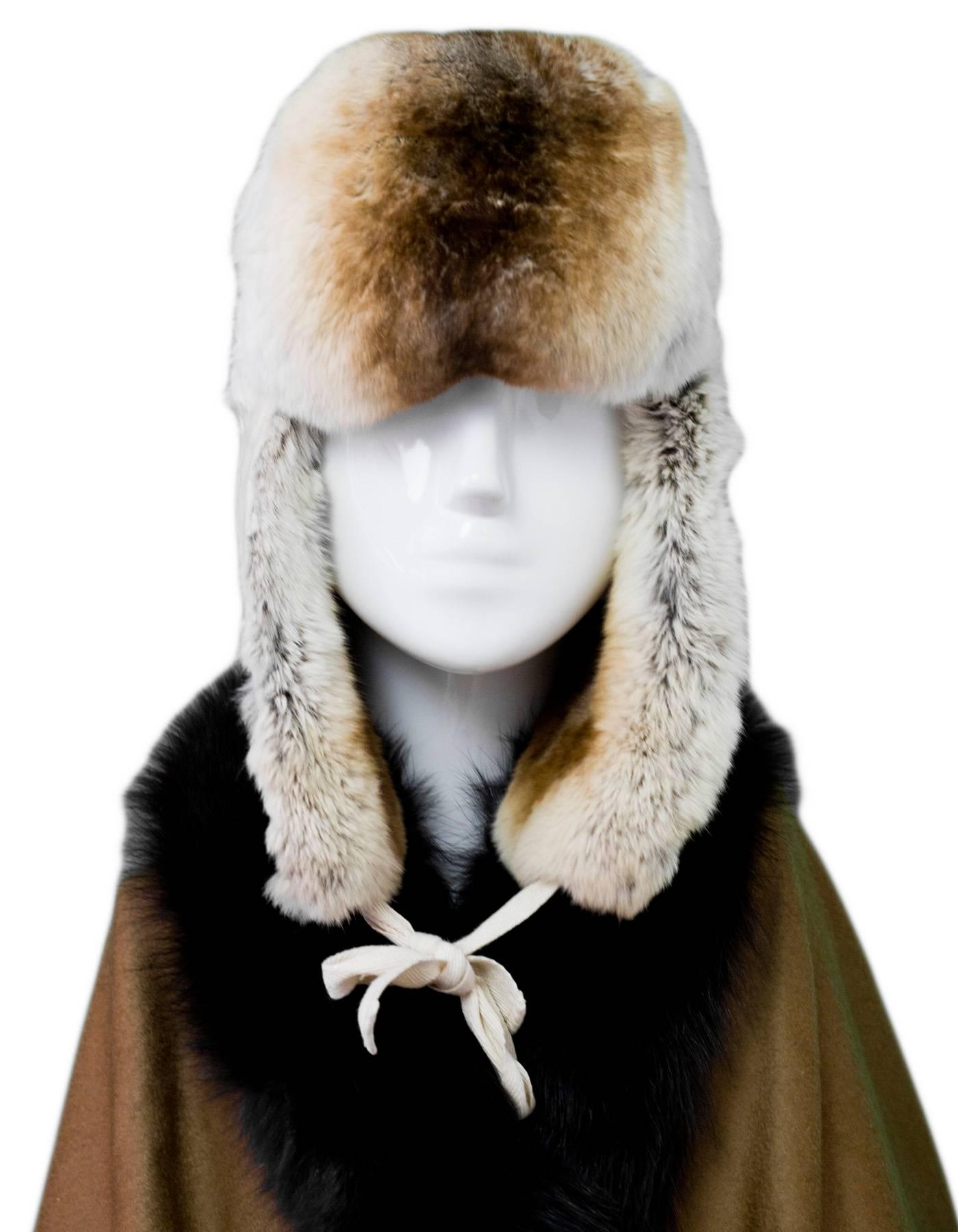 Women's Lanvin Chinchilla & Lamb Fur Trapper Hat Sz 58