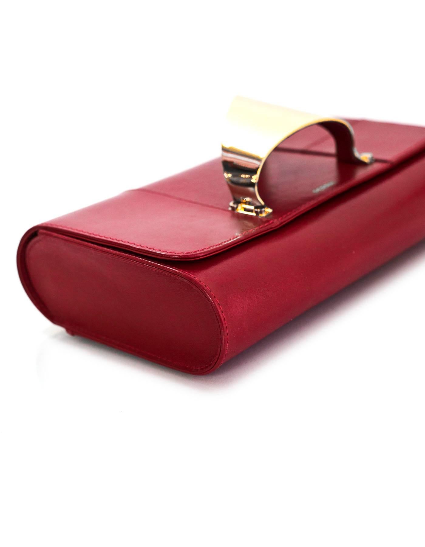 Perrin Red Leather L'Eiffel Glove Clutch with DB In Excellent Condition In New York, NY