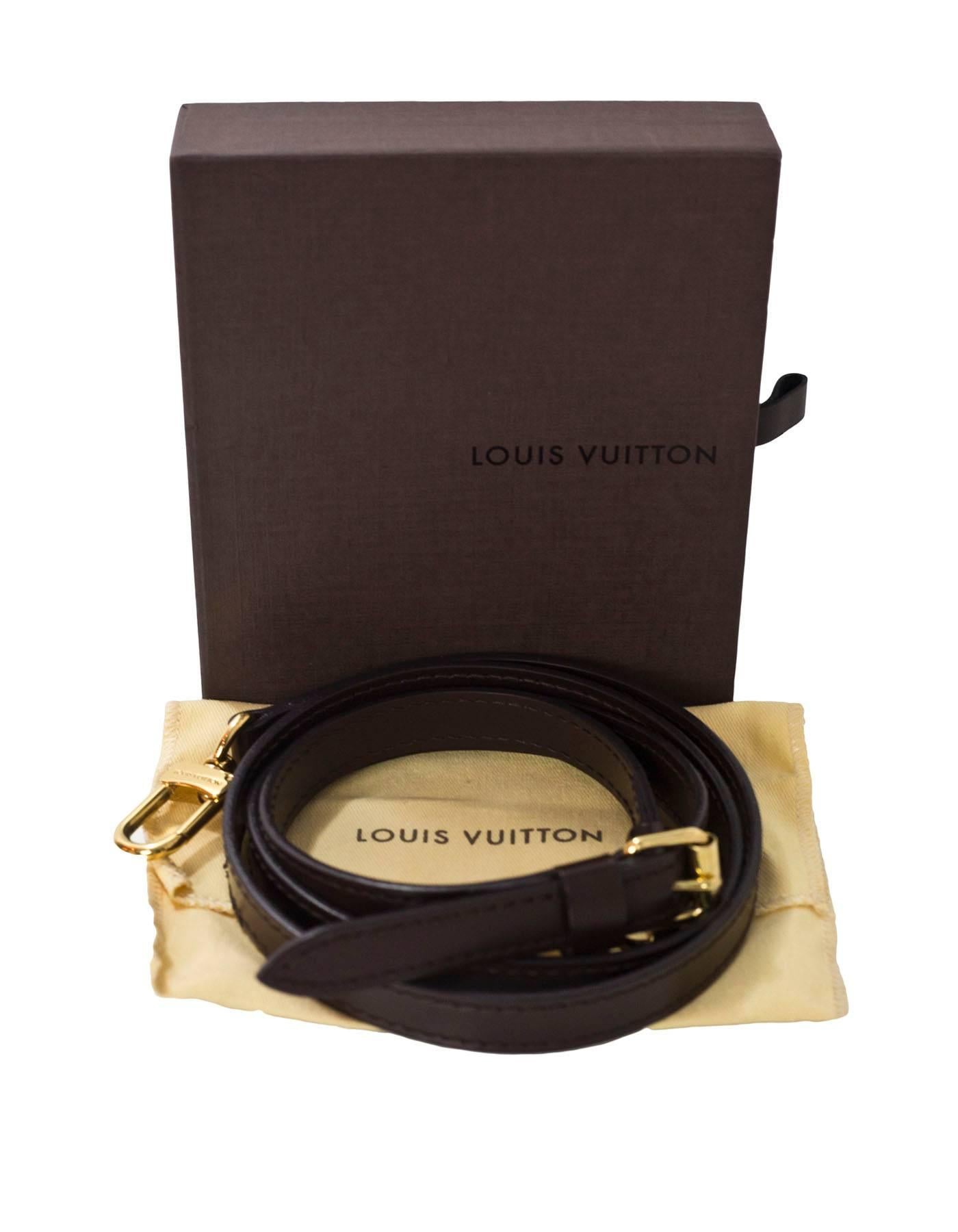 Black Louis Vuitton Brown Ebene Leather 16mm Shoulder Strap with Box and DB