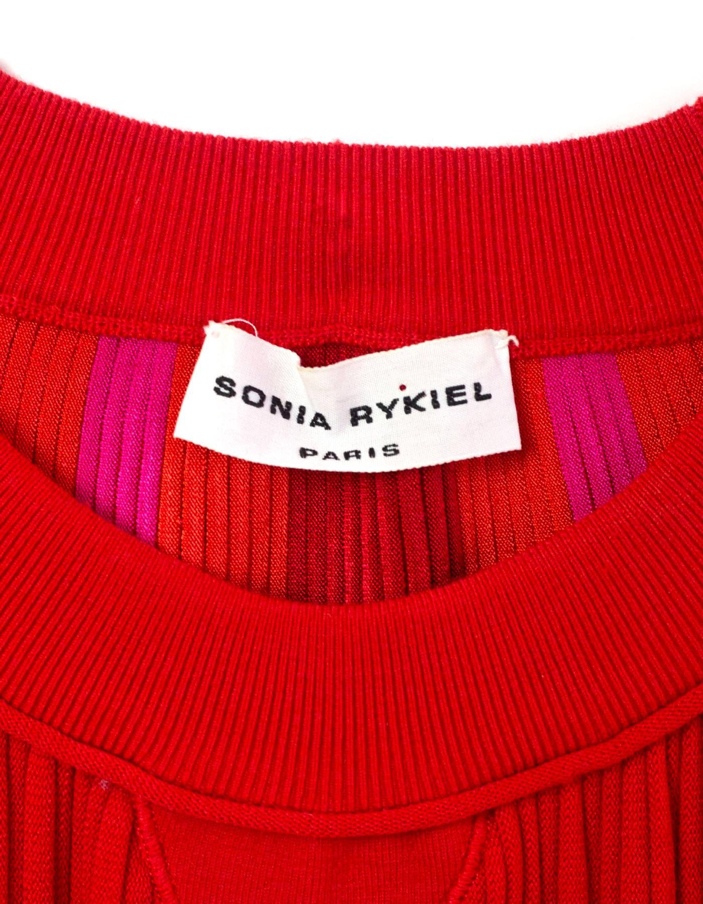 Sonia Rykiel Red Pleated Dress Sz Small In Excellent Condition In New York, NY