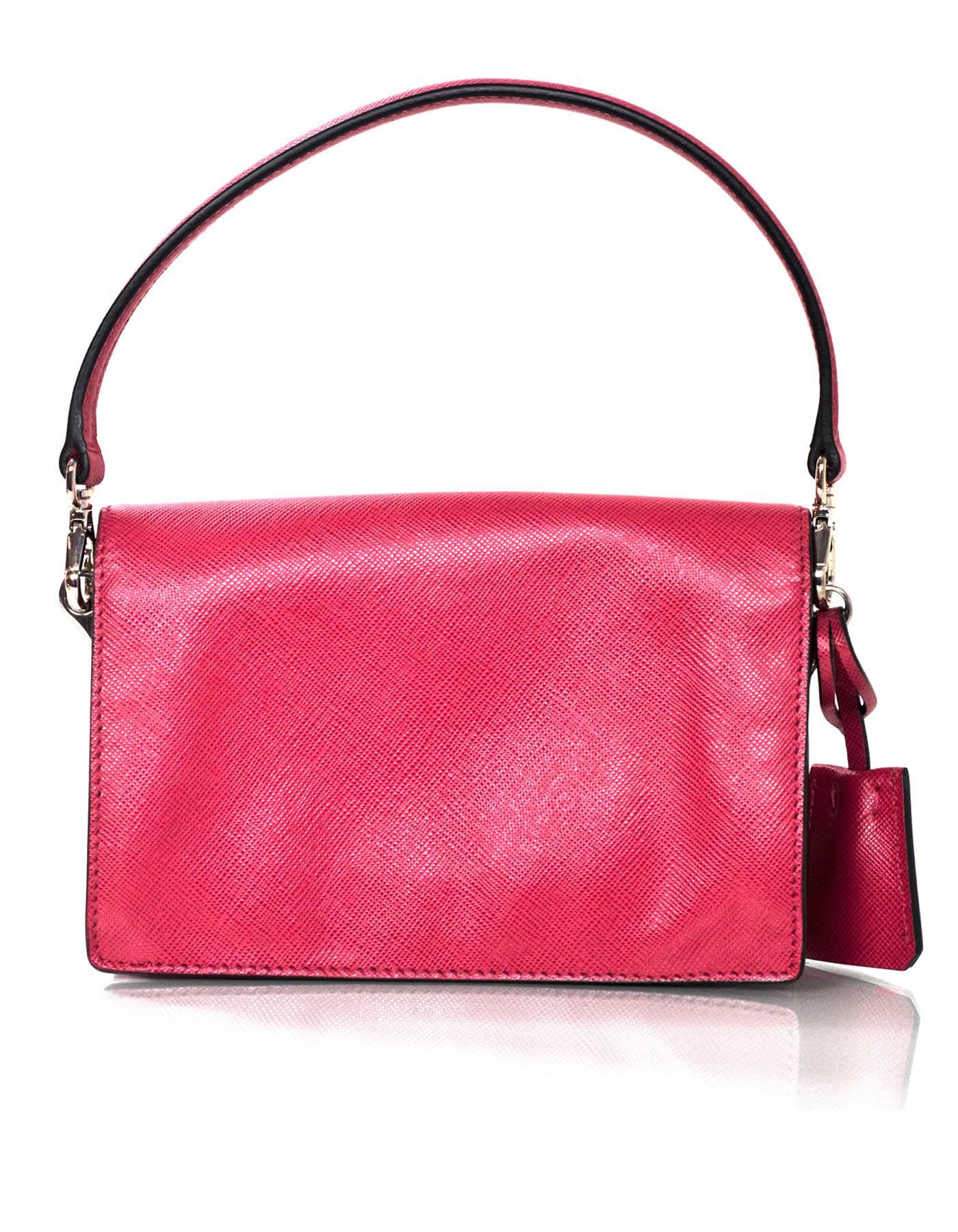 Prada Salmon Pink Saffiano Mini Sound Crossbody Bag with DB In Excellent Condition In New York, NY