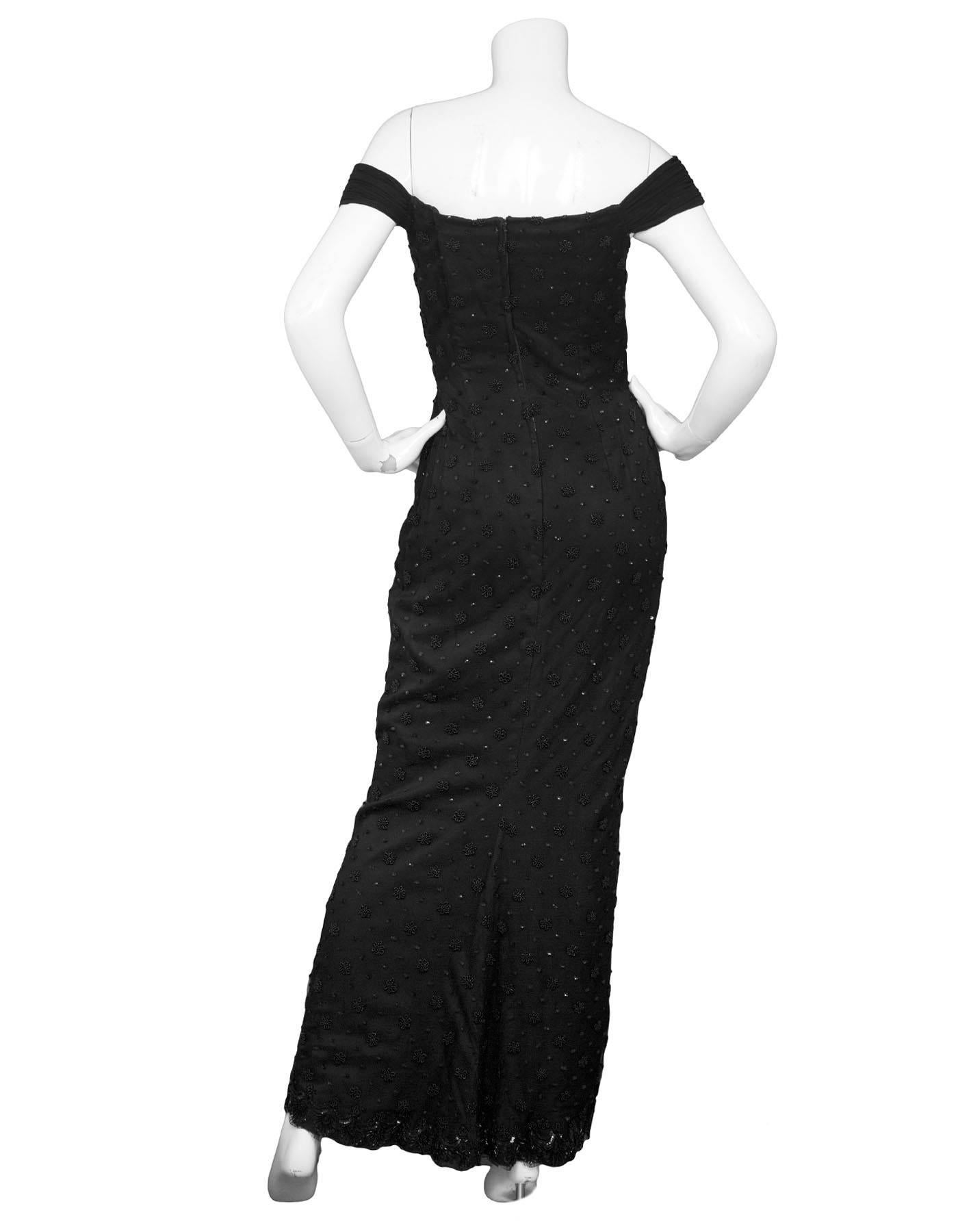 Vicky Tiel Black Beaded Gown Sz 6 rt. $6, 000 In Excellent Condition In New York, NY