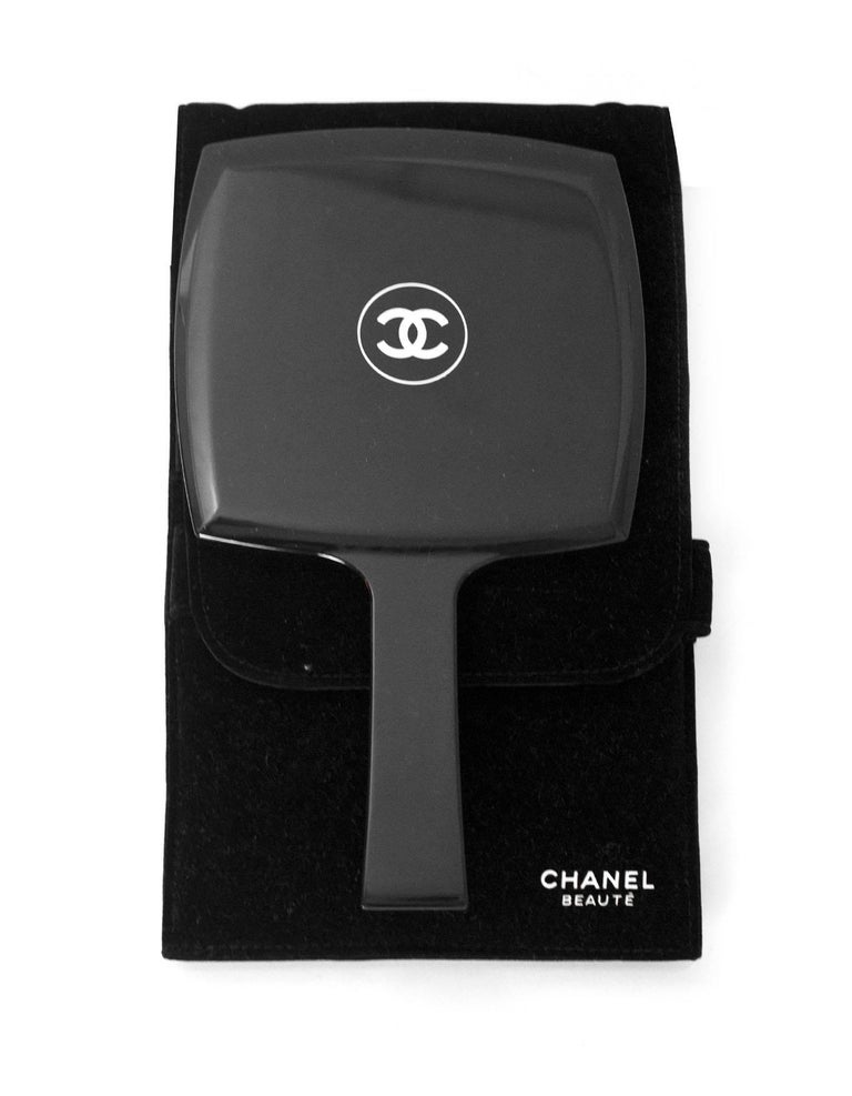 Chanel Beaute Black Square Handheld Mirror with Case at 1stDibs