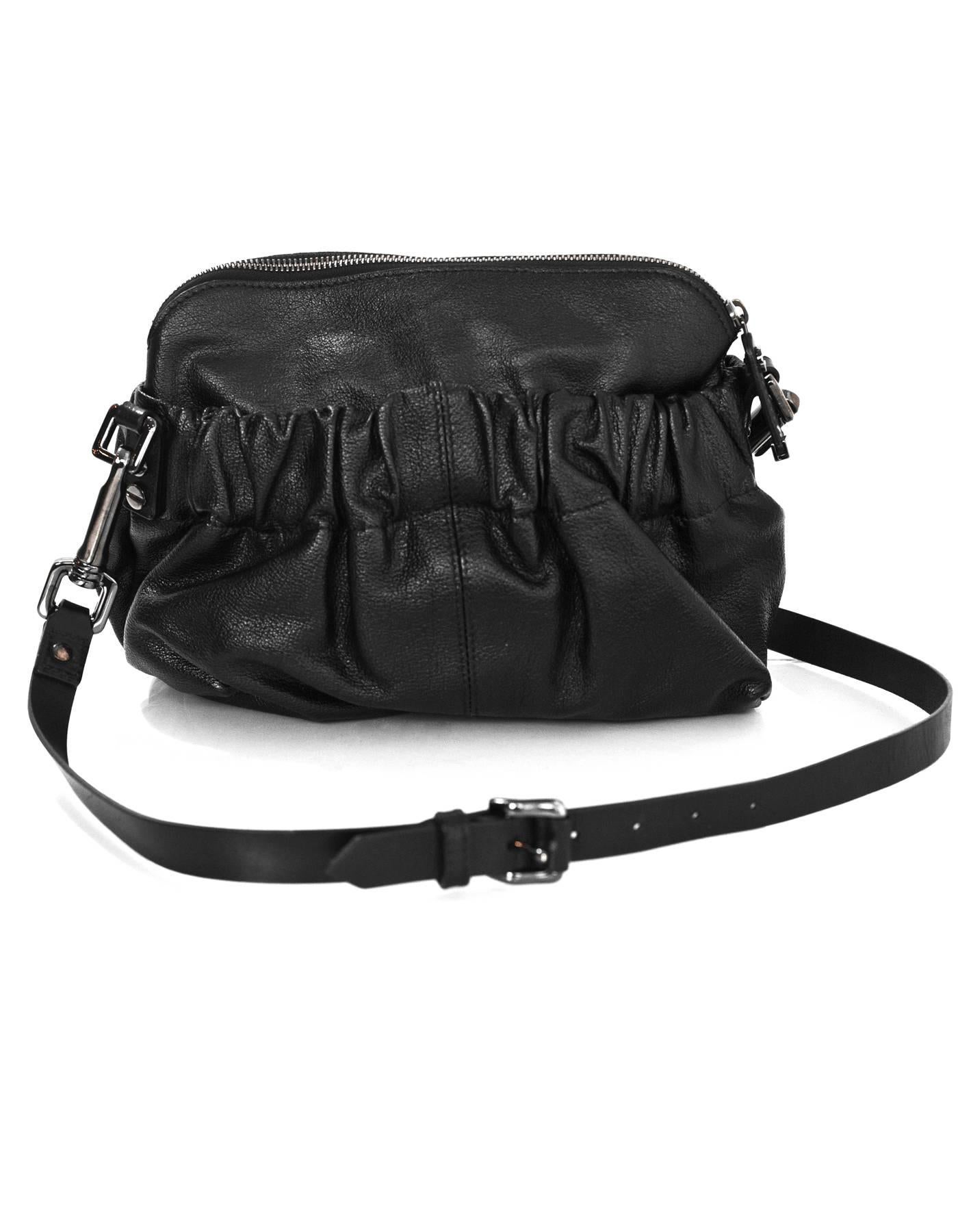 Burberry Black Leather Drawstring Crossbody Bag  In Excellent Condition In New York, NY
