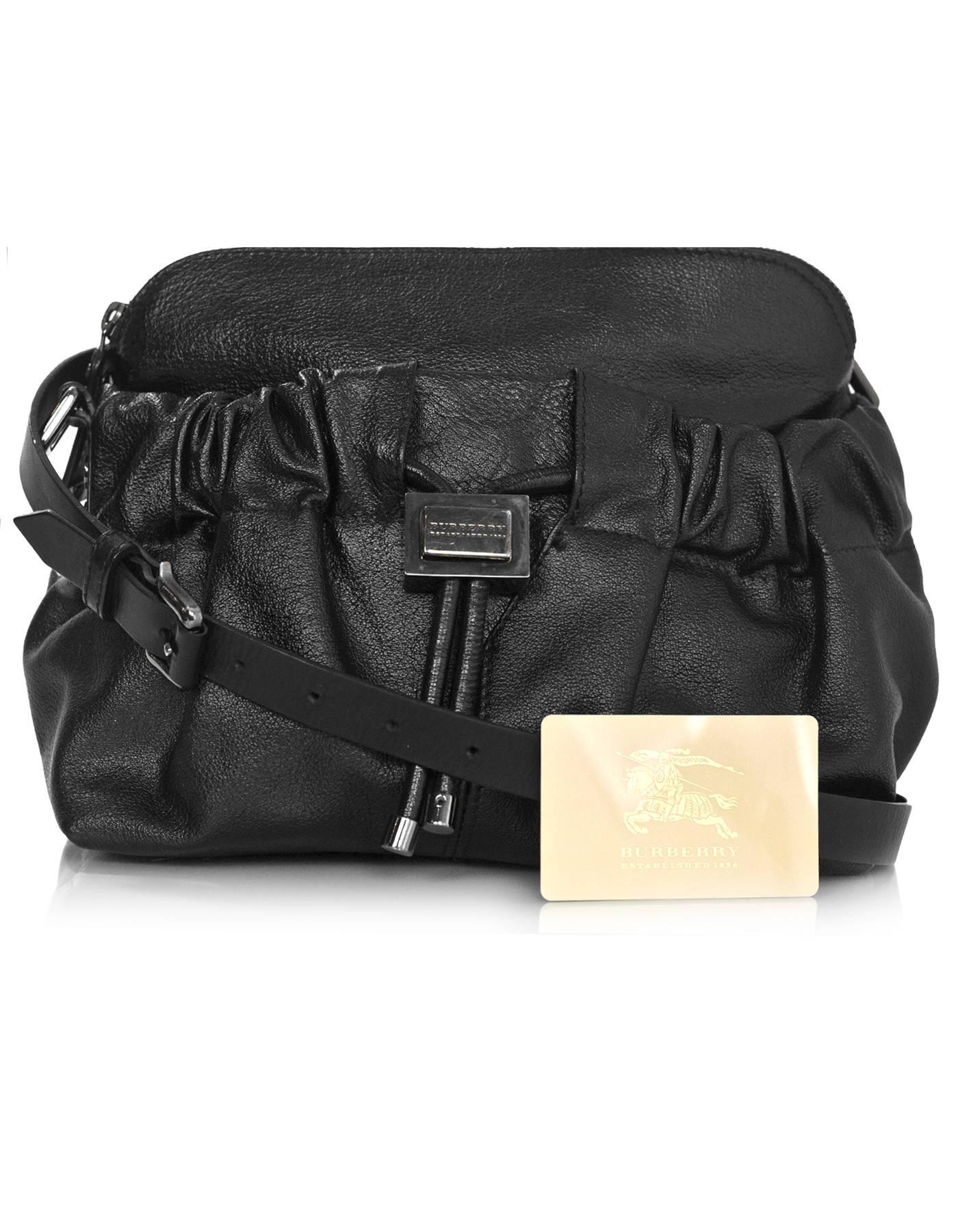 Burberry Black Leather Drawstring Crossbody Bag  6