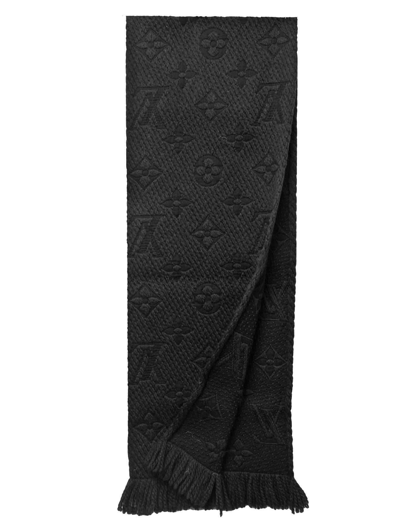 Louis Vuitton Charcoal/Black Wool Logomania Scarf For Sale at 1stDibs | logomania  scarf black