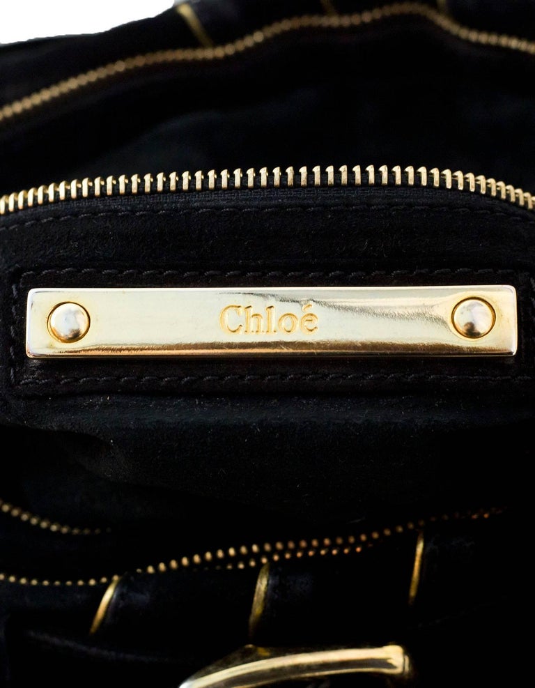 Chloe Black and Gold Suede Crossbody Bag with DB For Sale at 1stDibs