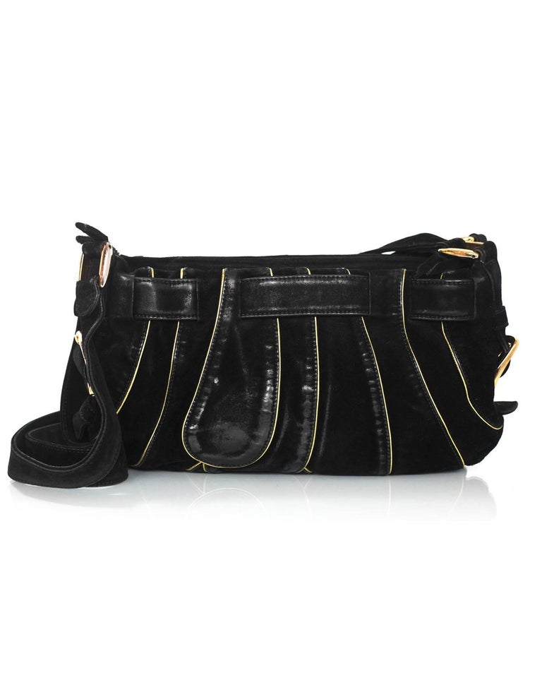Chloe Black And Gold Suede Crossbody Bag With Db For At 1stdibs Chloe Black Gold Suede Crossbody Bag With Db In Good Condition For New
