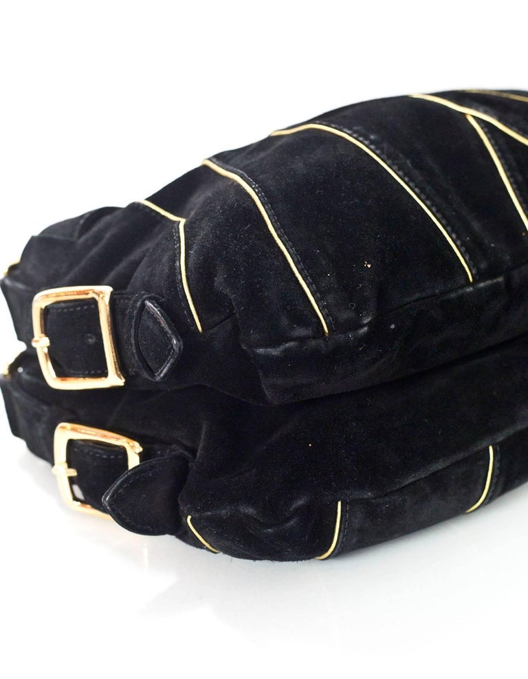 Chloe Black and Gold Suede Crossbody Bag with DB For Sale at 1stDibs