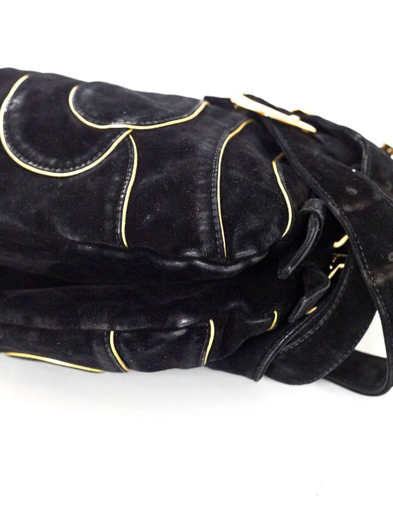 Chloe Black and Gold Suede Crossbody Bag with DB For Sale at 1stDibs