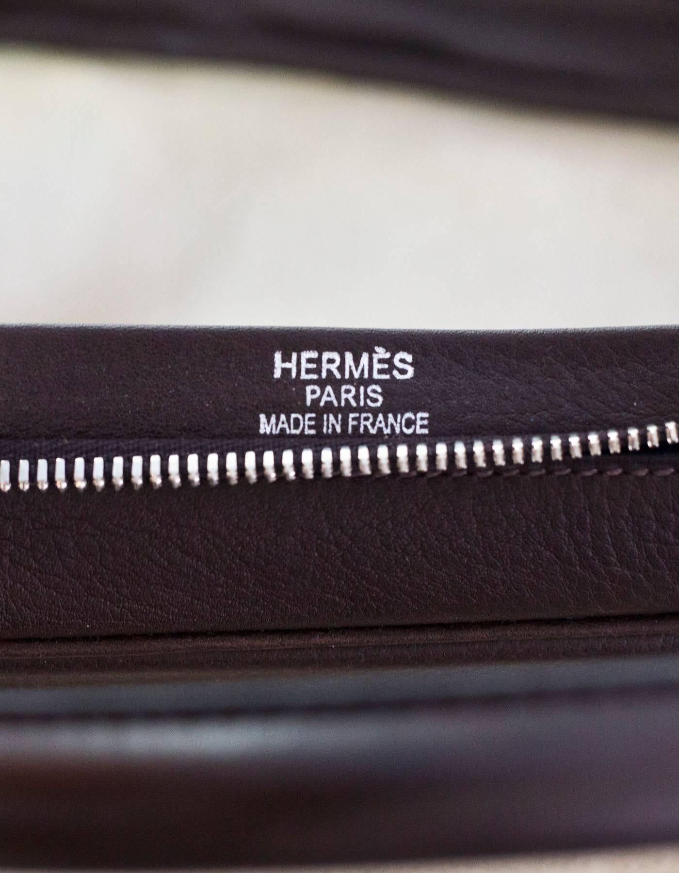 Women's or Men's Hermes Cacao Brown Clemence Leather Steve 45 Travel Bag NEW w/ DB