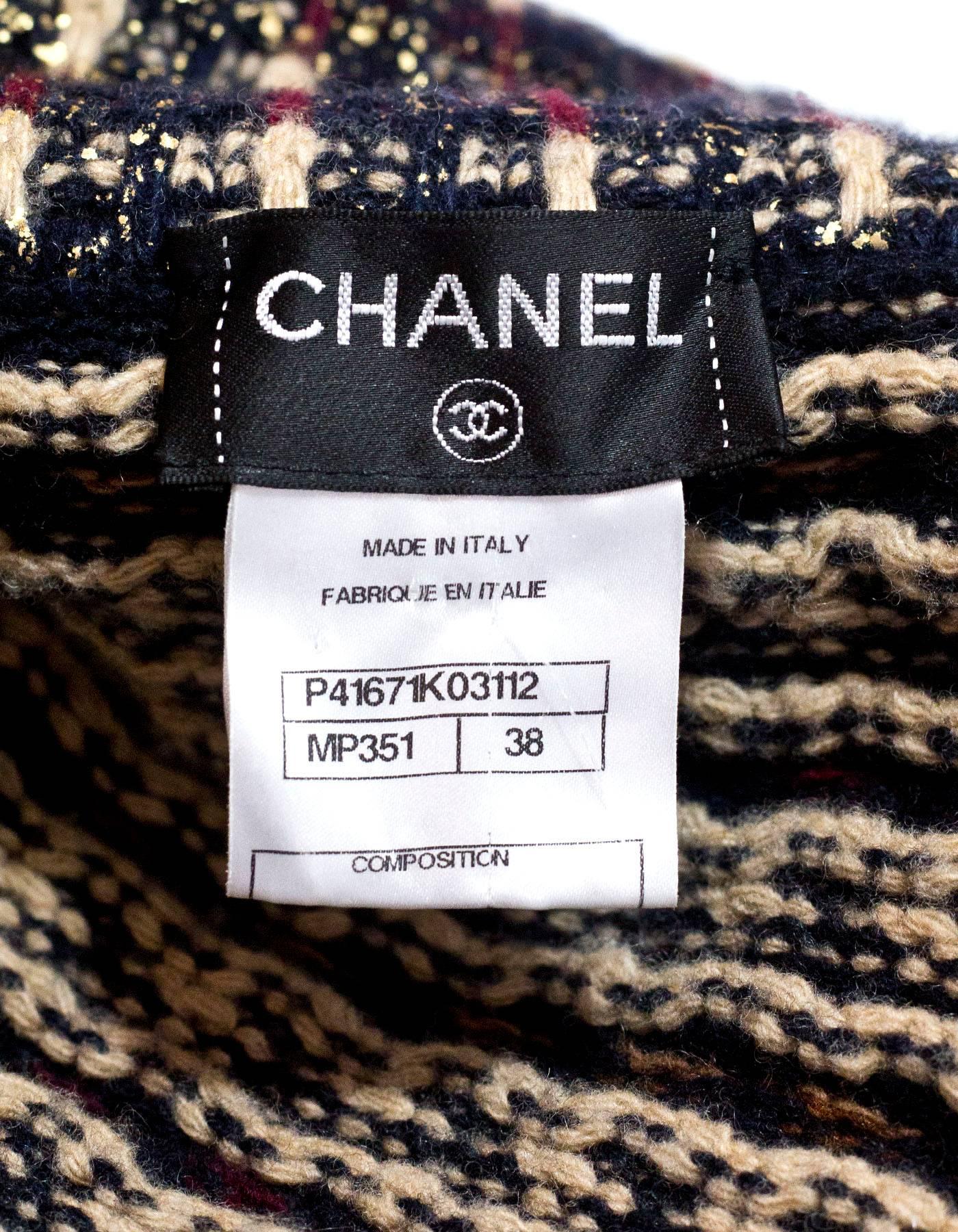 Black Chanel Wool & Cashmere Metiers d'Art Paris-Byzance Sweater Coat Sz FR38