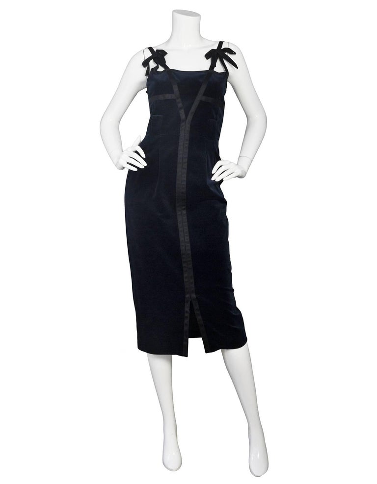 Chanel Navy and Black Velvet Dress Sz FR38 at 1stDibs | chanel velvet ...