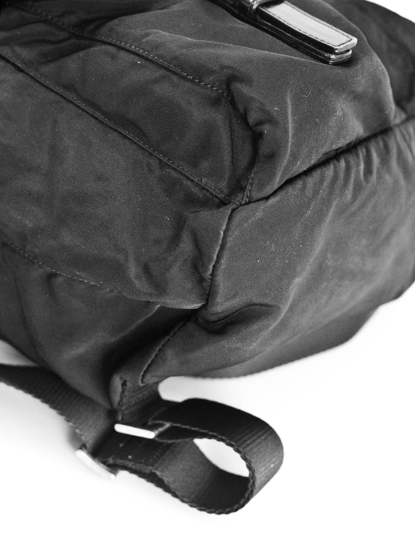Women's Prada Black Tessuto Nylon & Leather Trim Backpack Bag