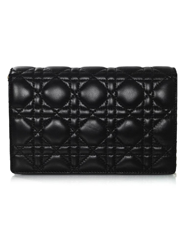 Christian Dior 2017 Black Leather Dioraddict Wallet On Chain Crossbody