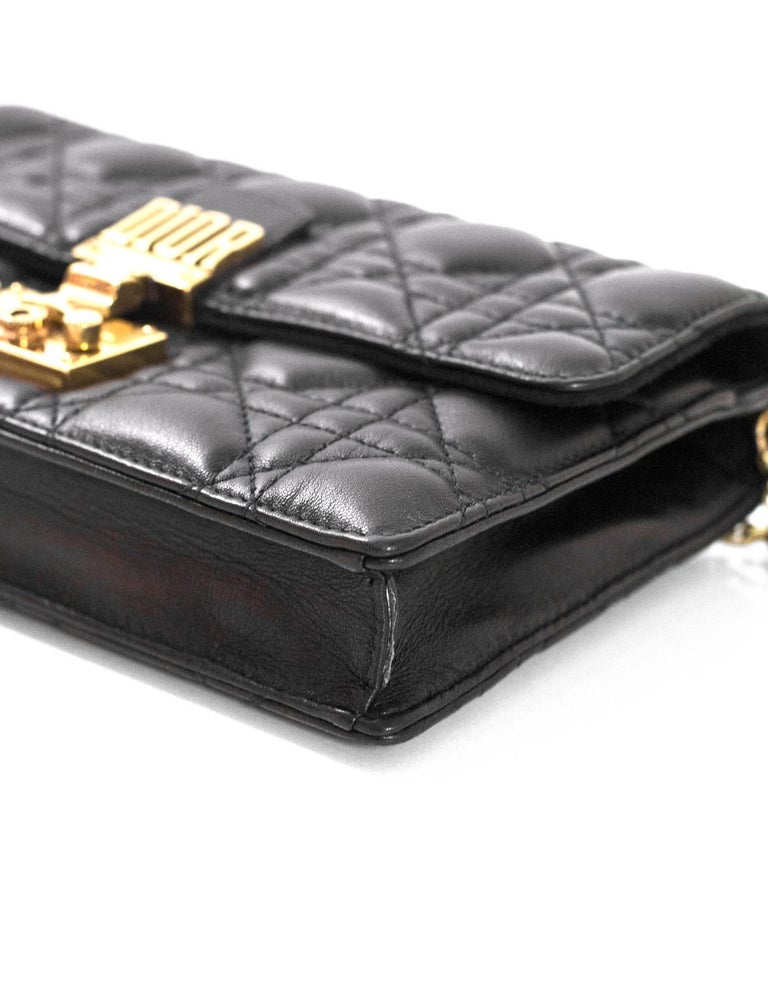 Christian Dior 2017 Black Leather Dioraddict Wallet On Chain Crossbody