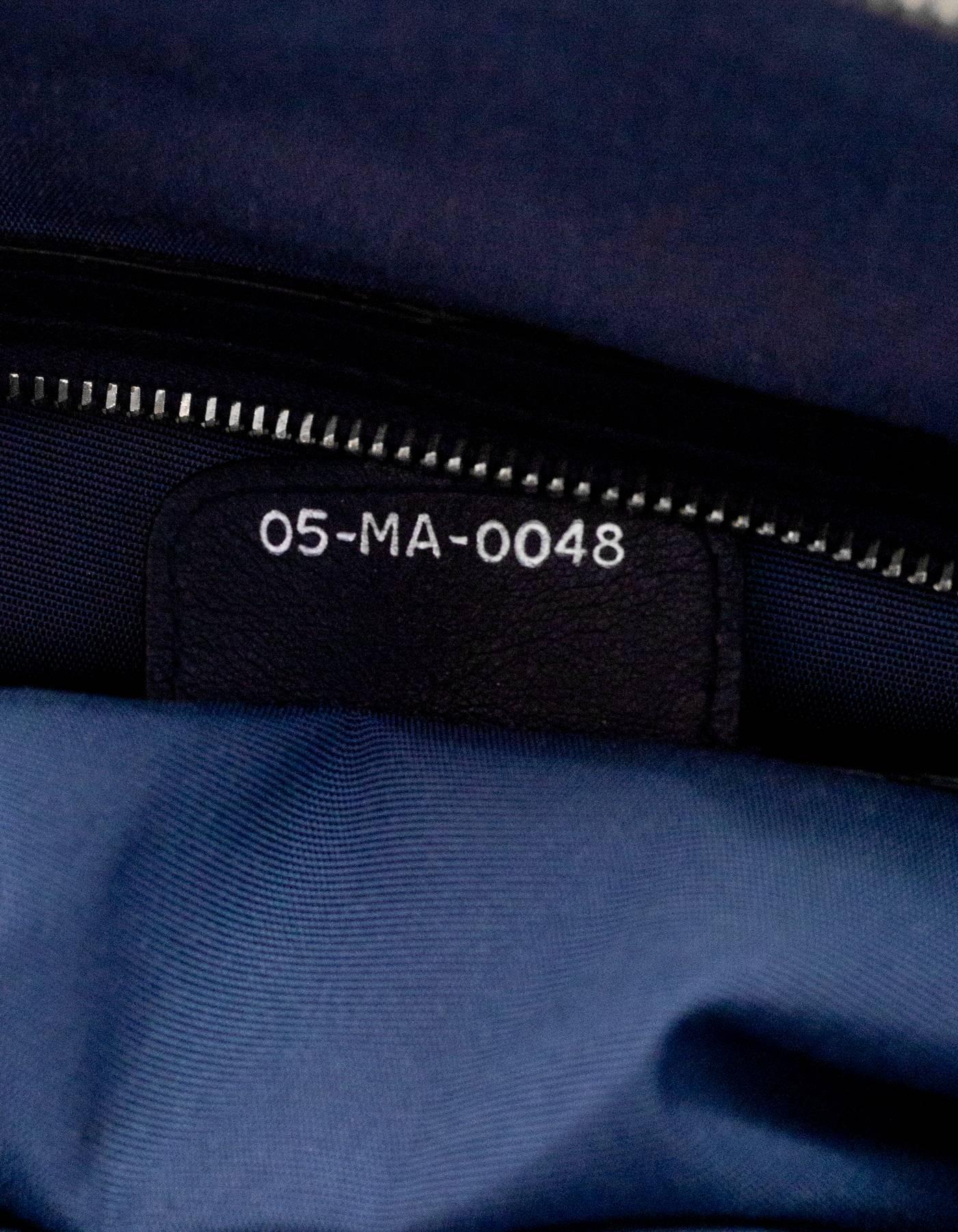 Christian Dior Navy Leather Small Ruched Karenina Handle Bag 1