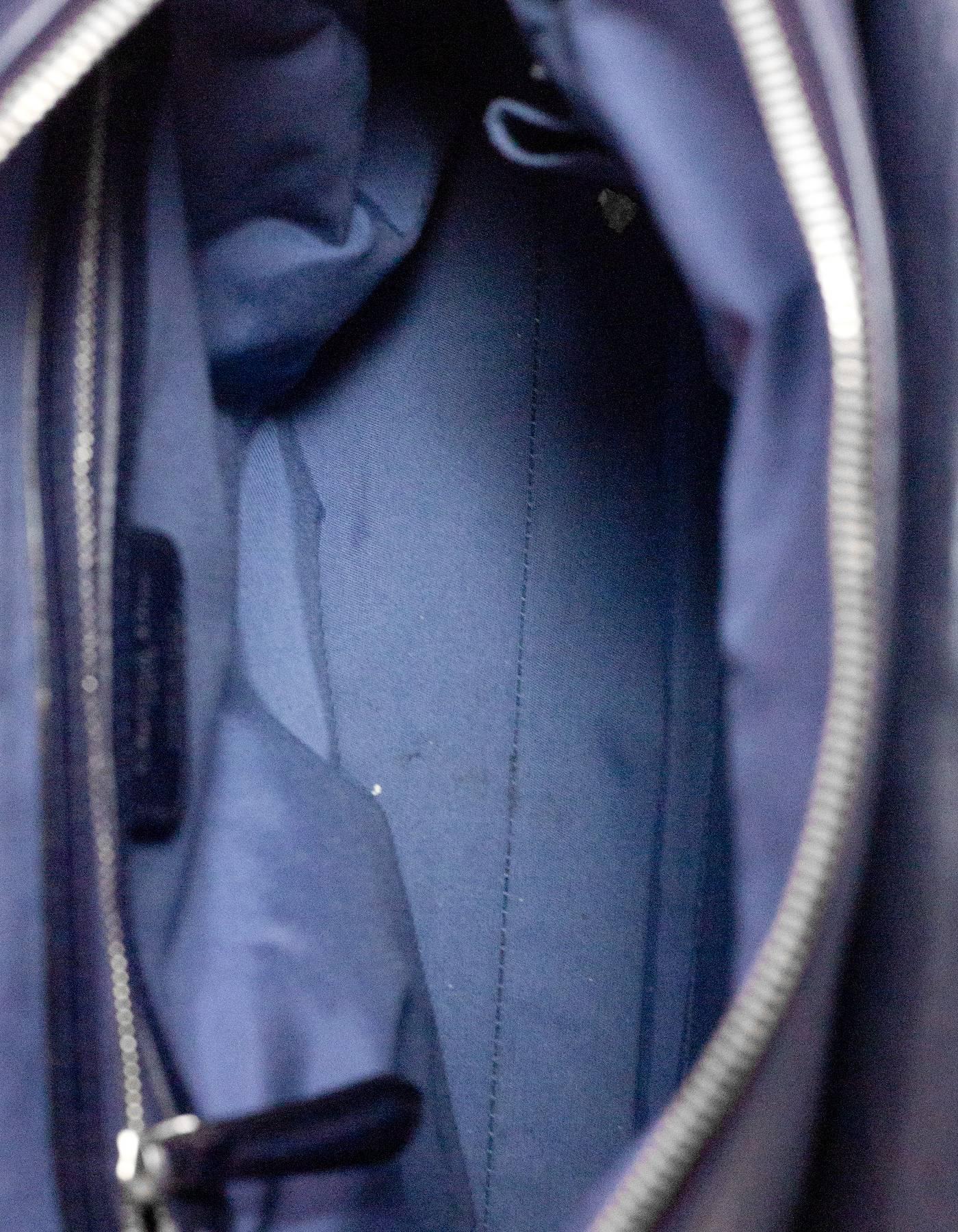 Black Christian Dior Navy Leather Small Ruched Karenina Handle Bag