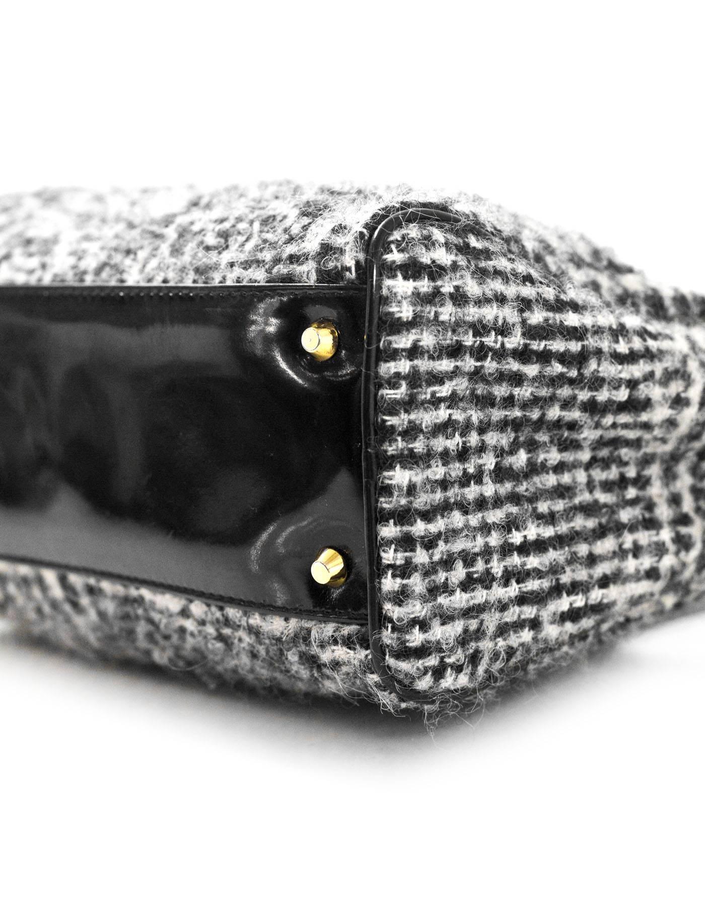 Dolce & Gabbana Black & White Tweed Herringbone Bag In Excellent Condition In New York, NY