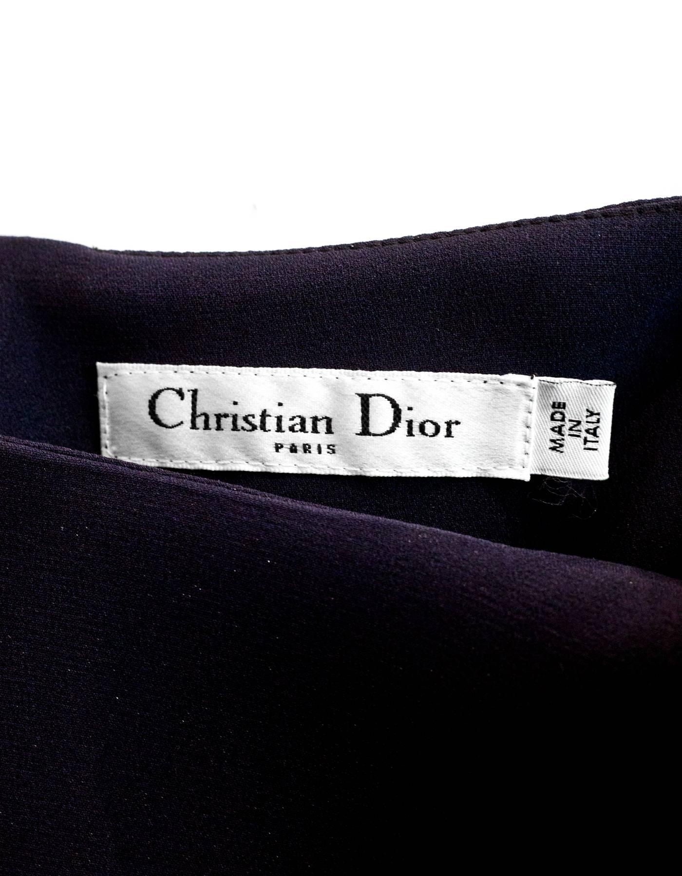 Women's Christian Dior Navy & Black Silk Sheath Dress w/ Belt Sz 6