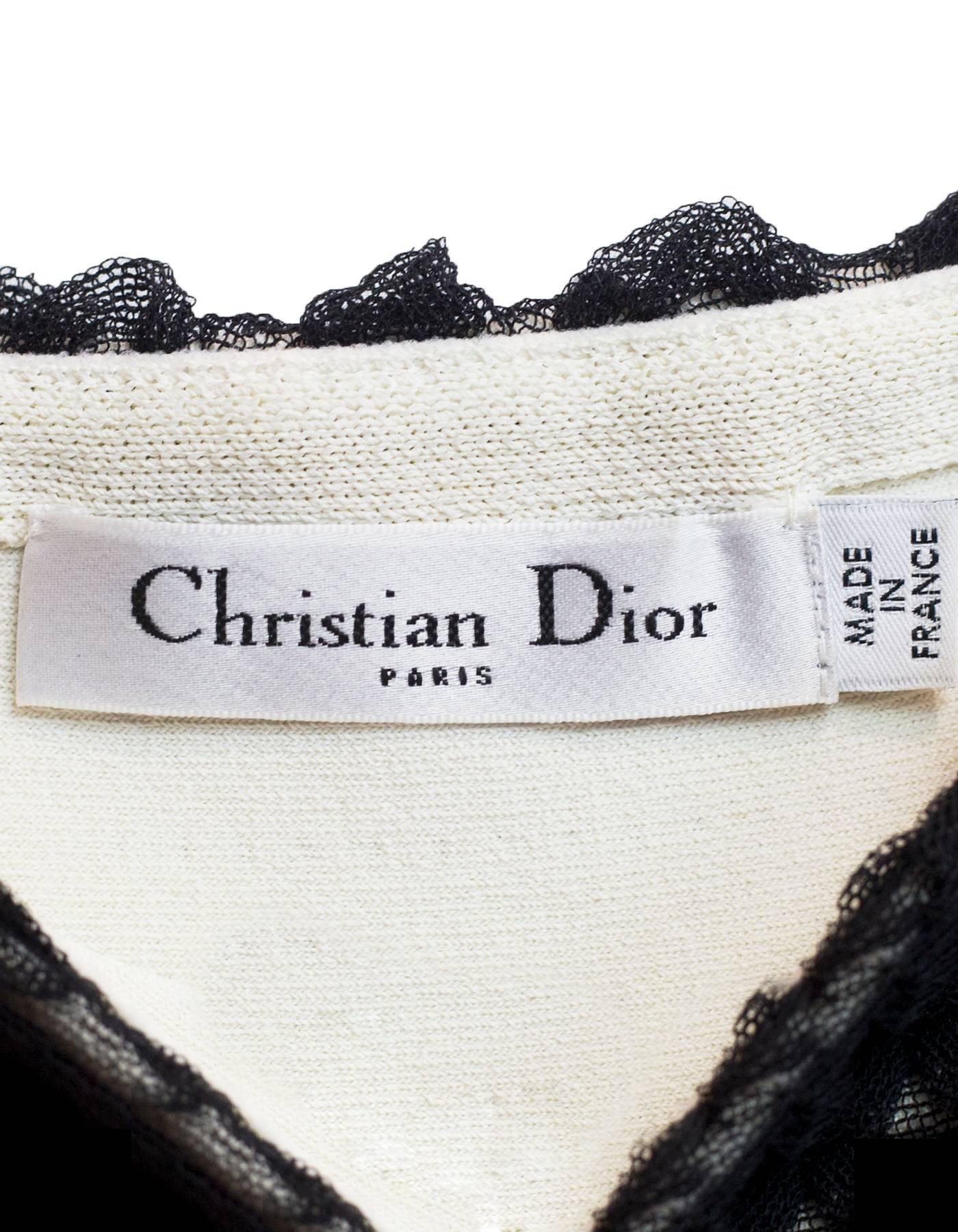 Women's Christian Dior Black & White Textured Mesh Skater Dress sz US6