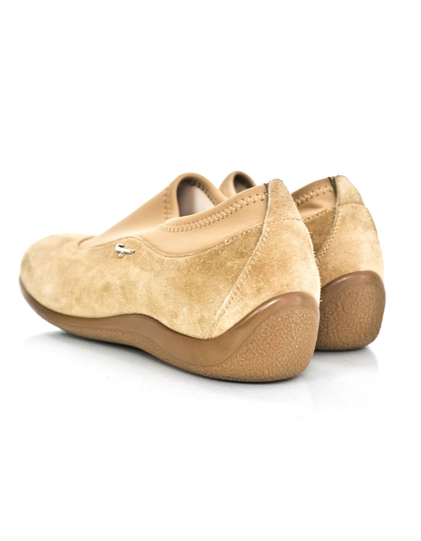 Salvatore Ferragamo Tan Suede Shoes Sz 37 In Excellent Condition In New York, NY