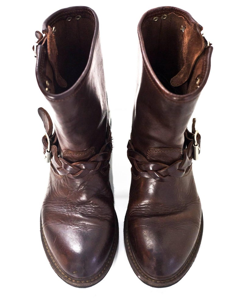 Golden Goose GGDB Brown Leather Biker Boots Sz 36 For Sale at 1stDibs