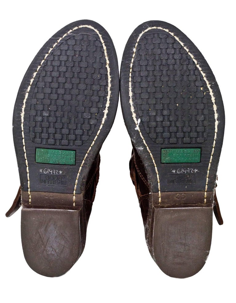 Golden Goose GGDB Brown Leather Biker Boots Sz 36 For Sale at 1stDibs