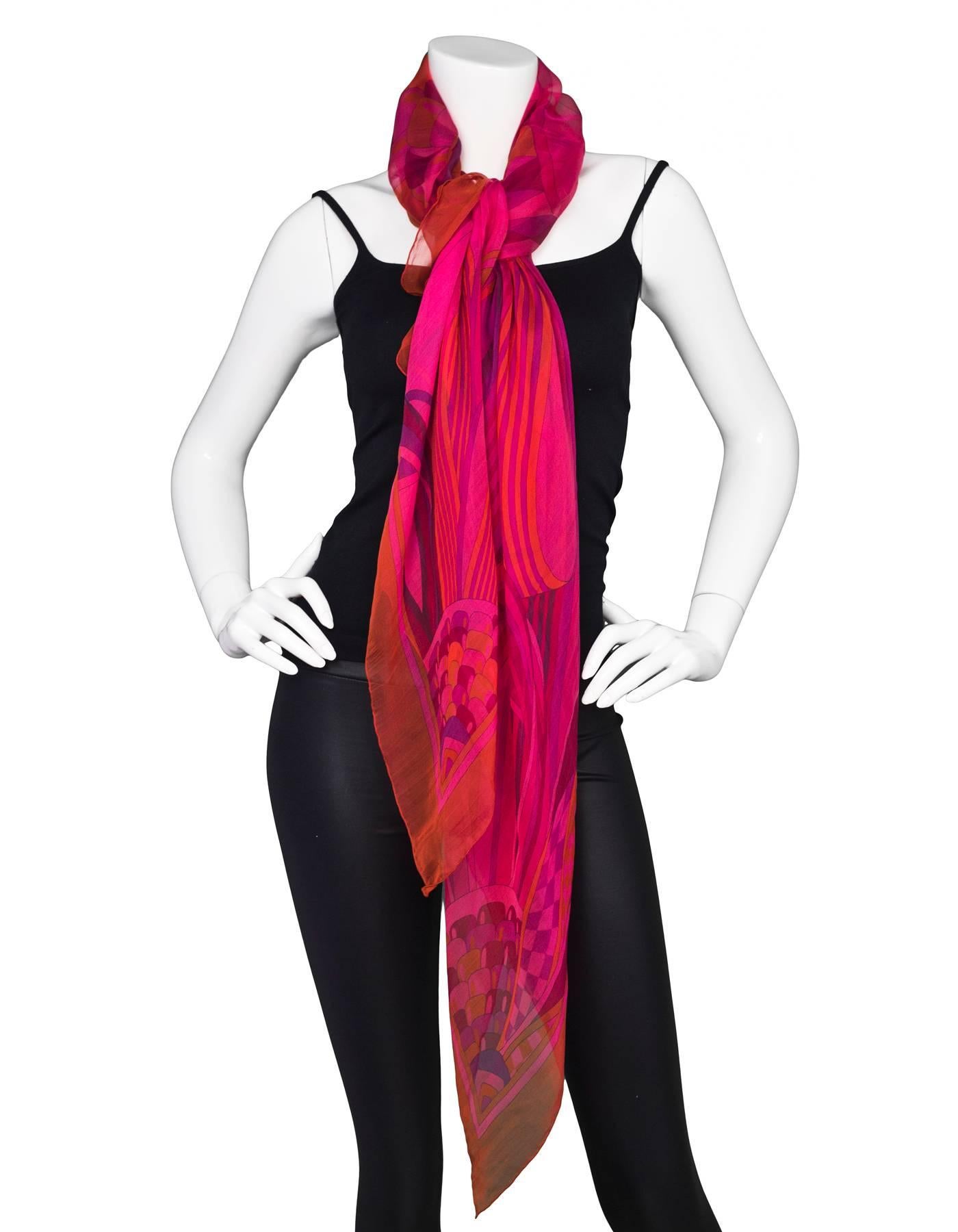Hermes  Rouge/Violet Les Flots Du Cheval Mousseline Sheer Silk 140cm Scarf  1