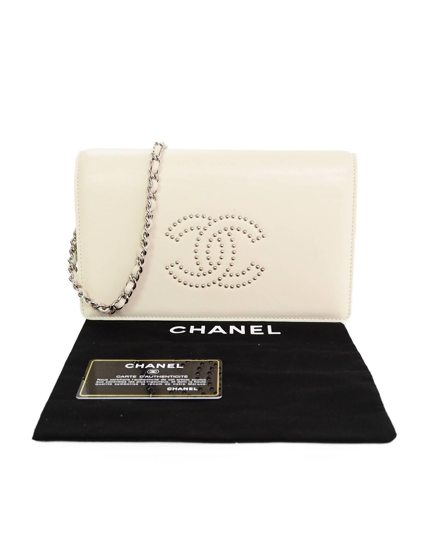 Chanel Bone Lambskin Leather Studded CC WOC Wallet on a Chain Crossbody Bag 5
