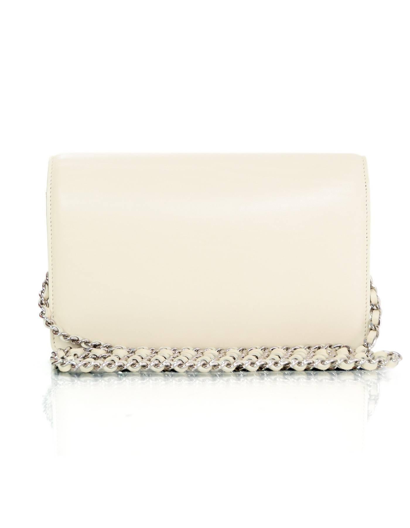 White Chanel Bone Lambskin Leather Studded CC WOC Wallet on a Chain Crossbody Bag