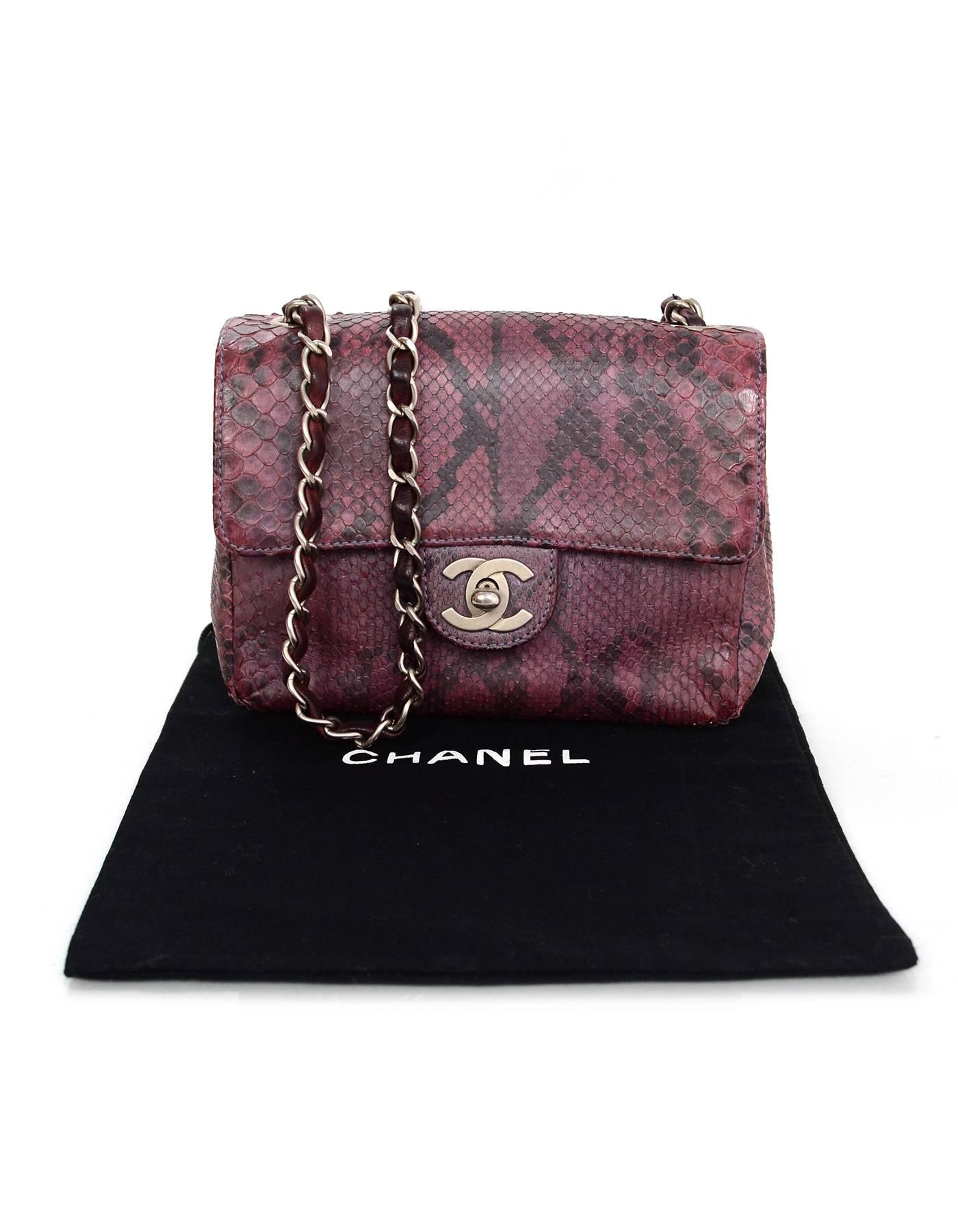 Chanel Purple Metallic Python Square Mini Flap Bag with Dust Bag 2